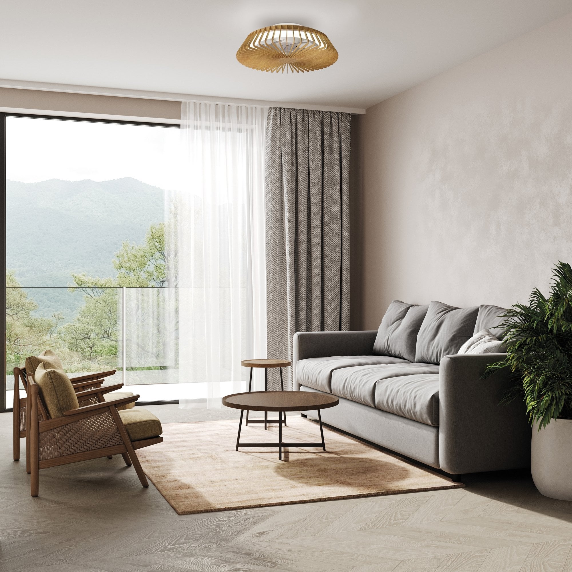 Mantra Himalaya 70W LED Dimmable Ceiling Light & Fan, Remote, APP ,  Voice Controlled, Silver