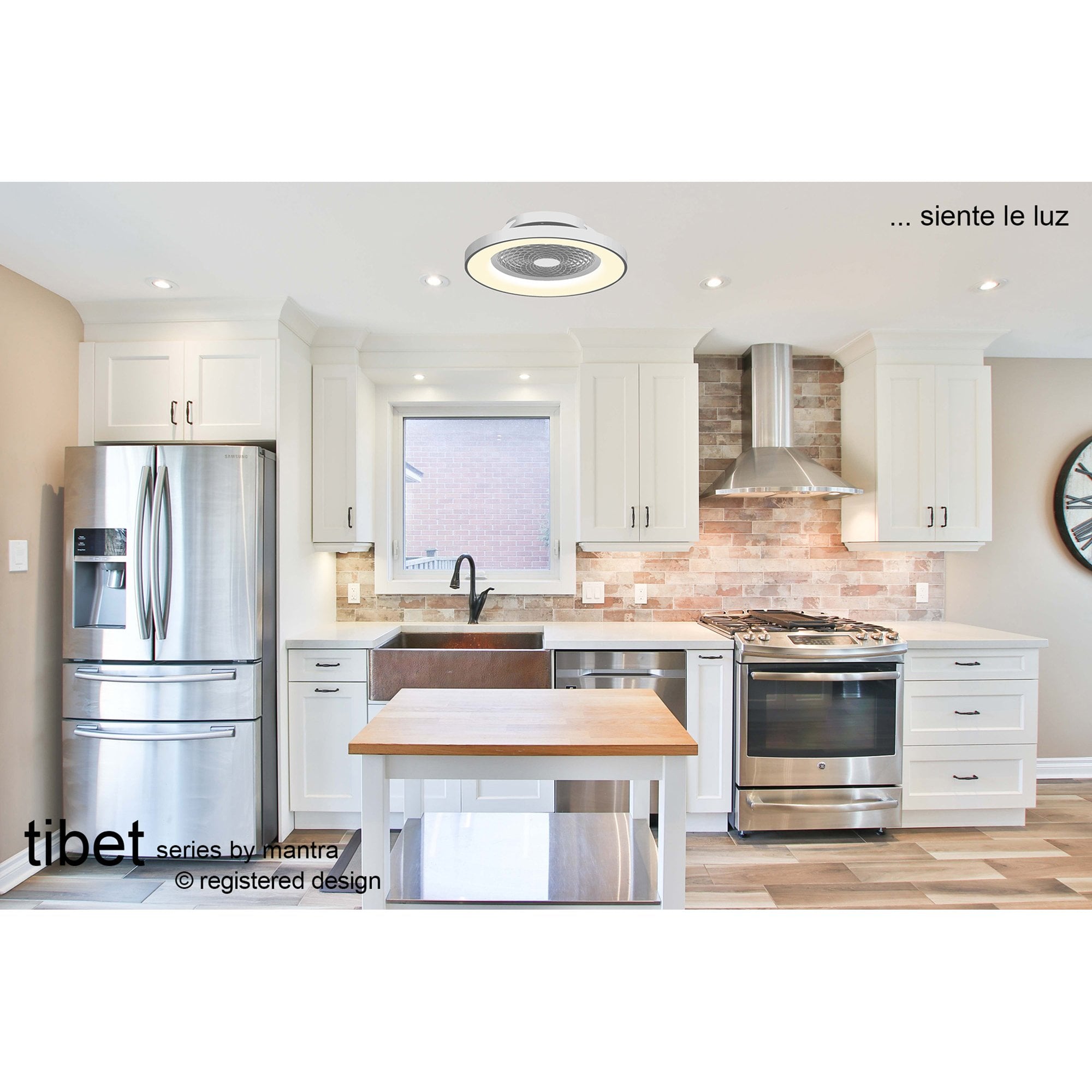 Mantra Tibet 70W LED Dimmable Ceiling Light & Fan, Remote, APP ,  Voice Controlled, Wood Effect