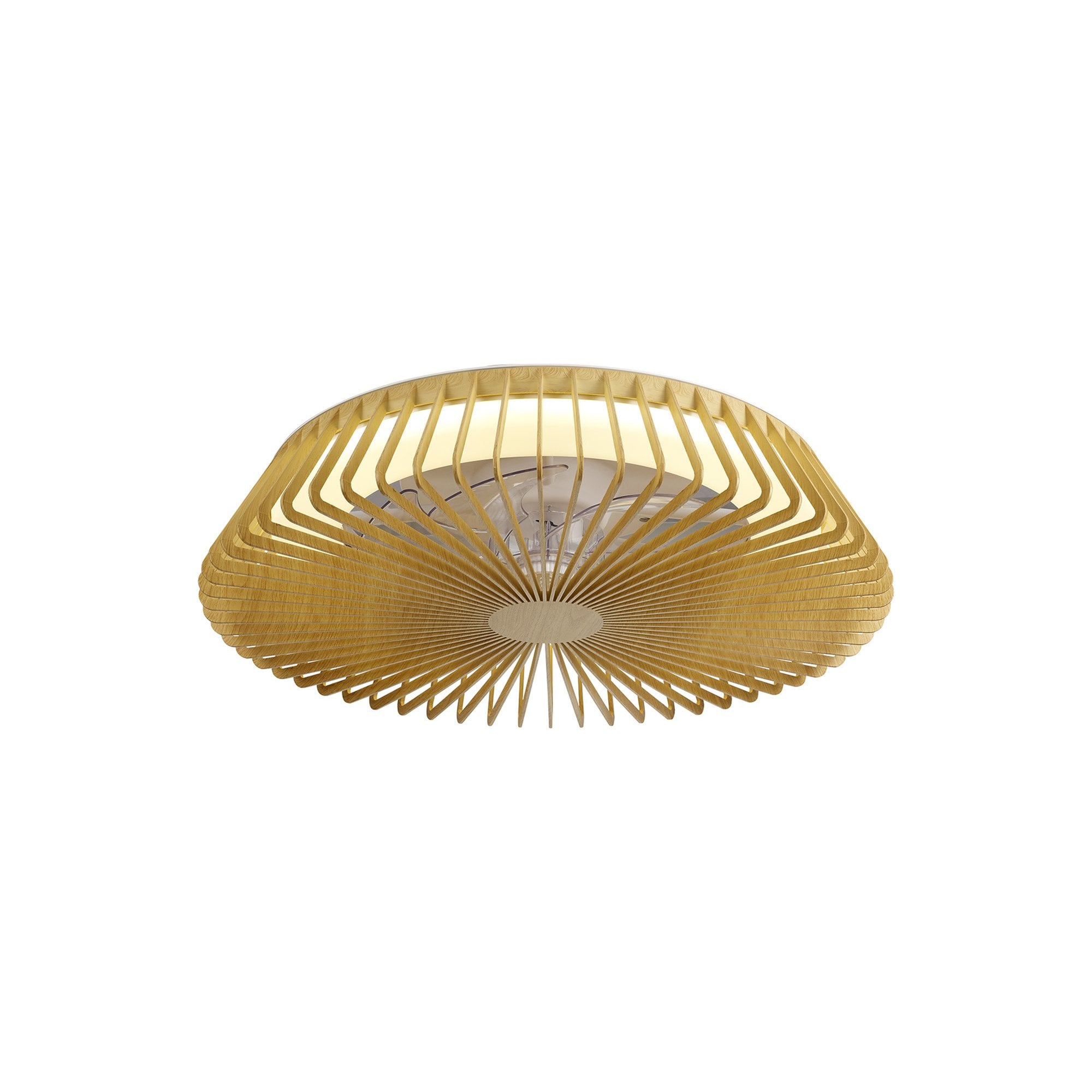 Mantra Himalaya 70W LED Dimmable Ceiling Light & Fan, Remote, APP ,  Voice Controlled, Wood Effect
