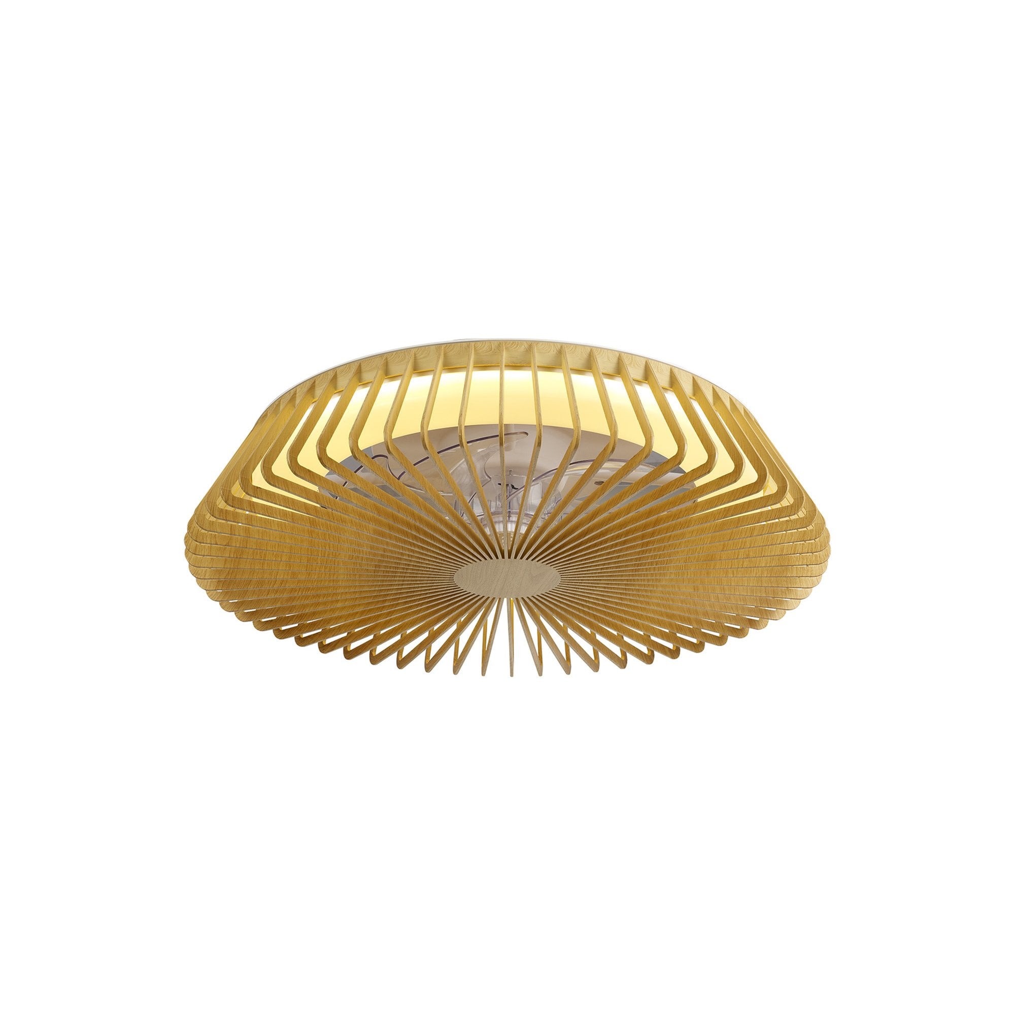 Mantra Himalaya 70W LED Dimmable Ceiling Light & Fan, Remote, APP ,  Voice Controlled, Wood Effect