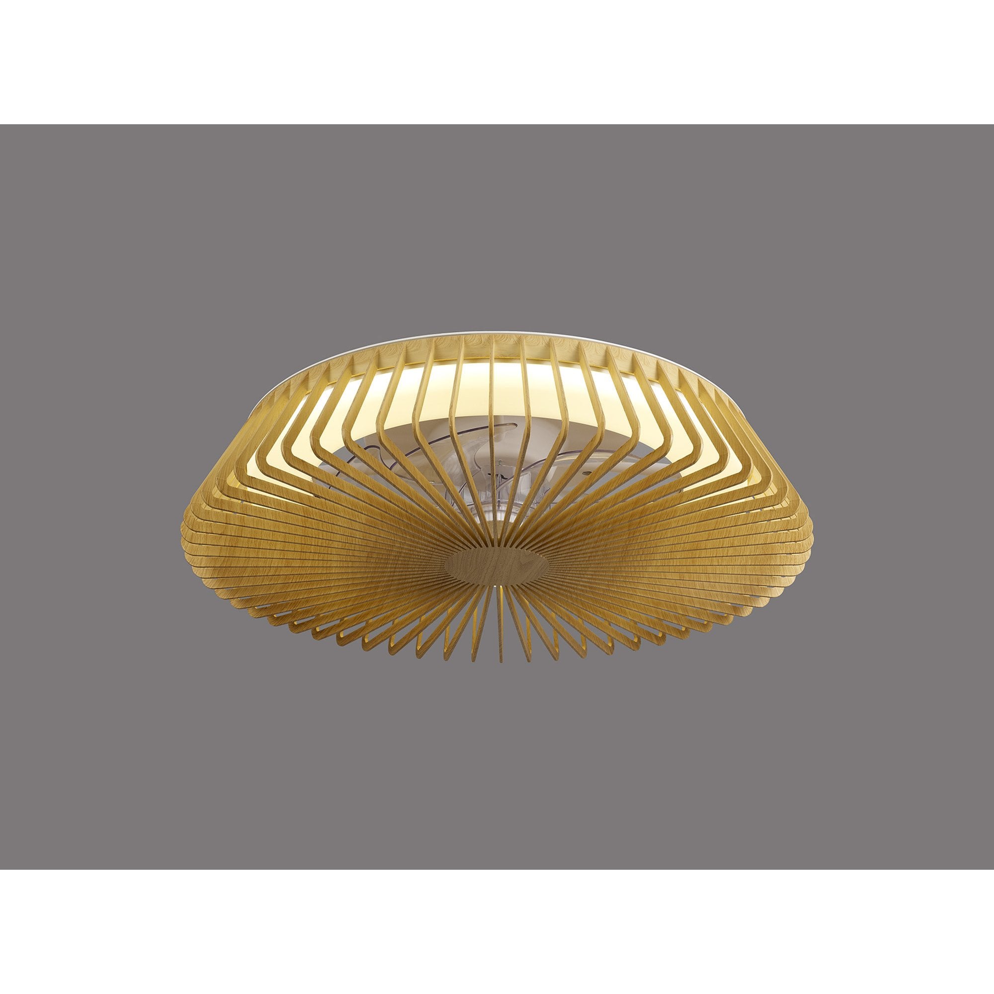 Mantra Himalaya 70W LED Dimmable Ceiling Light & Fan, Remote, APP ,  Voice Controlled, Wood Effect