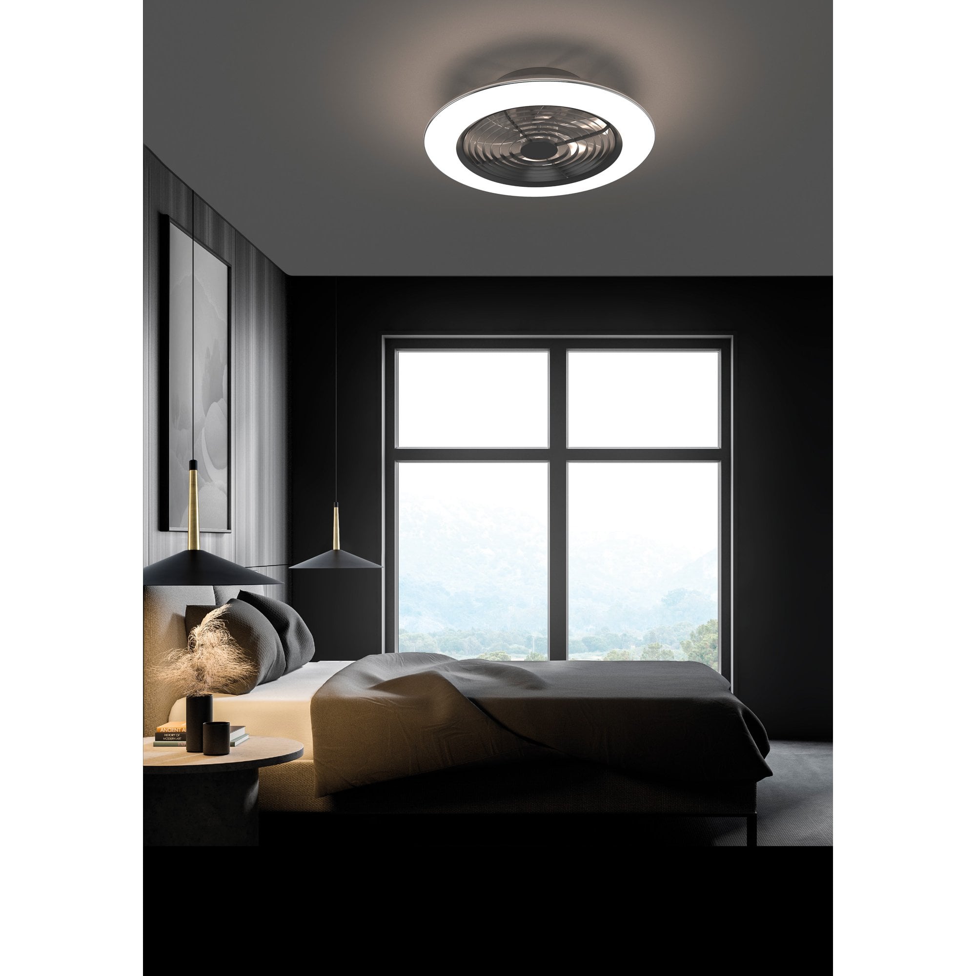 Mantra Alisio XL 95W LED Dimmable Ceiling Light & Fan, Remote, APP ,  Voice Controlled, Black