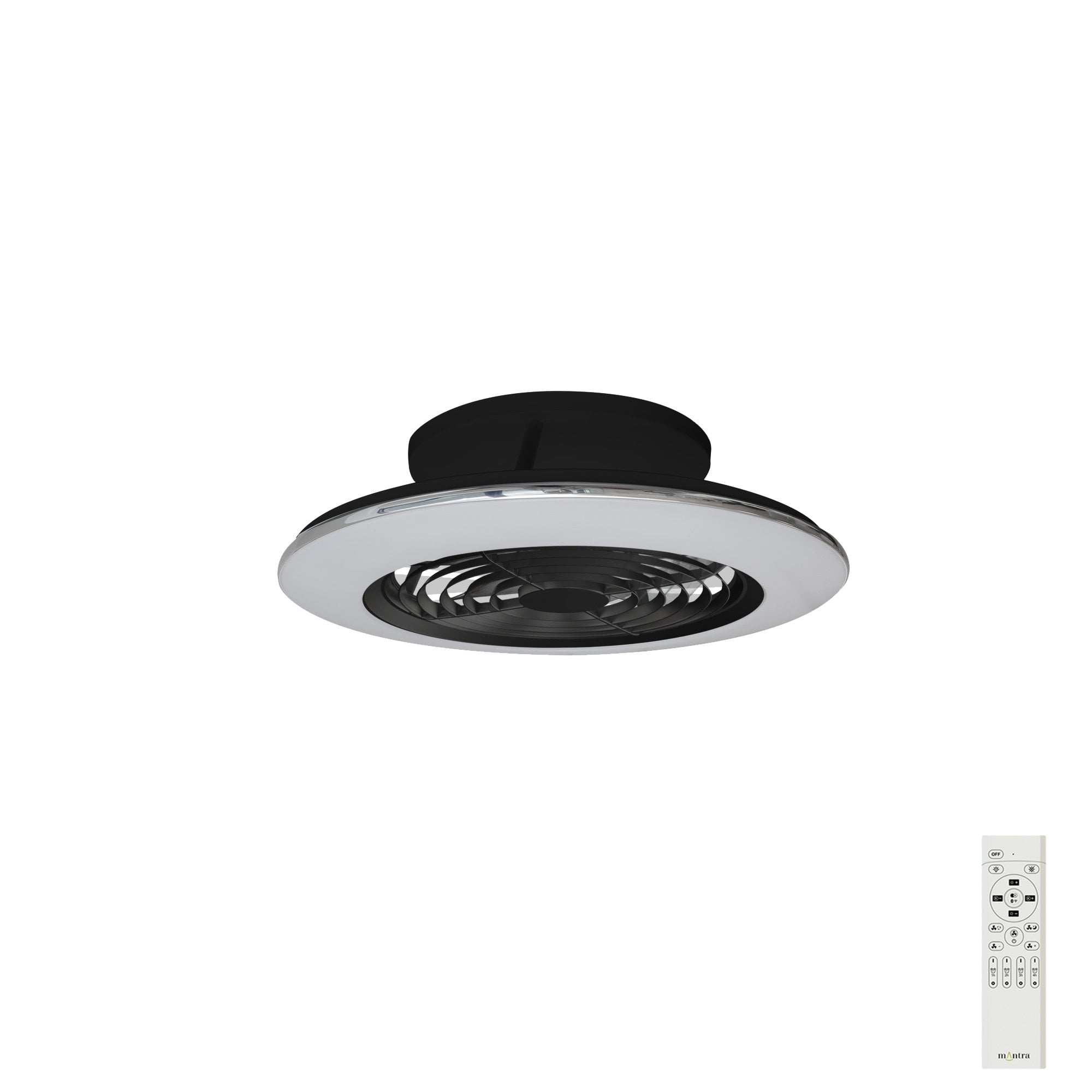 Mantra Alisio Mini 70W LED Dimmable Ceiling Light & Fan, Remote Controlled, Black