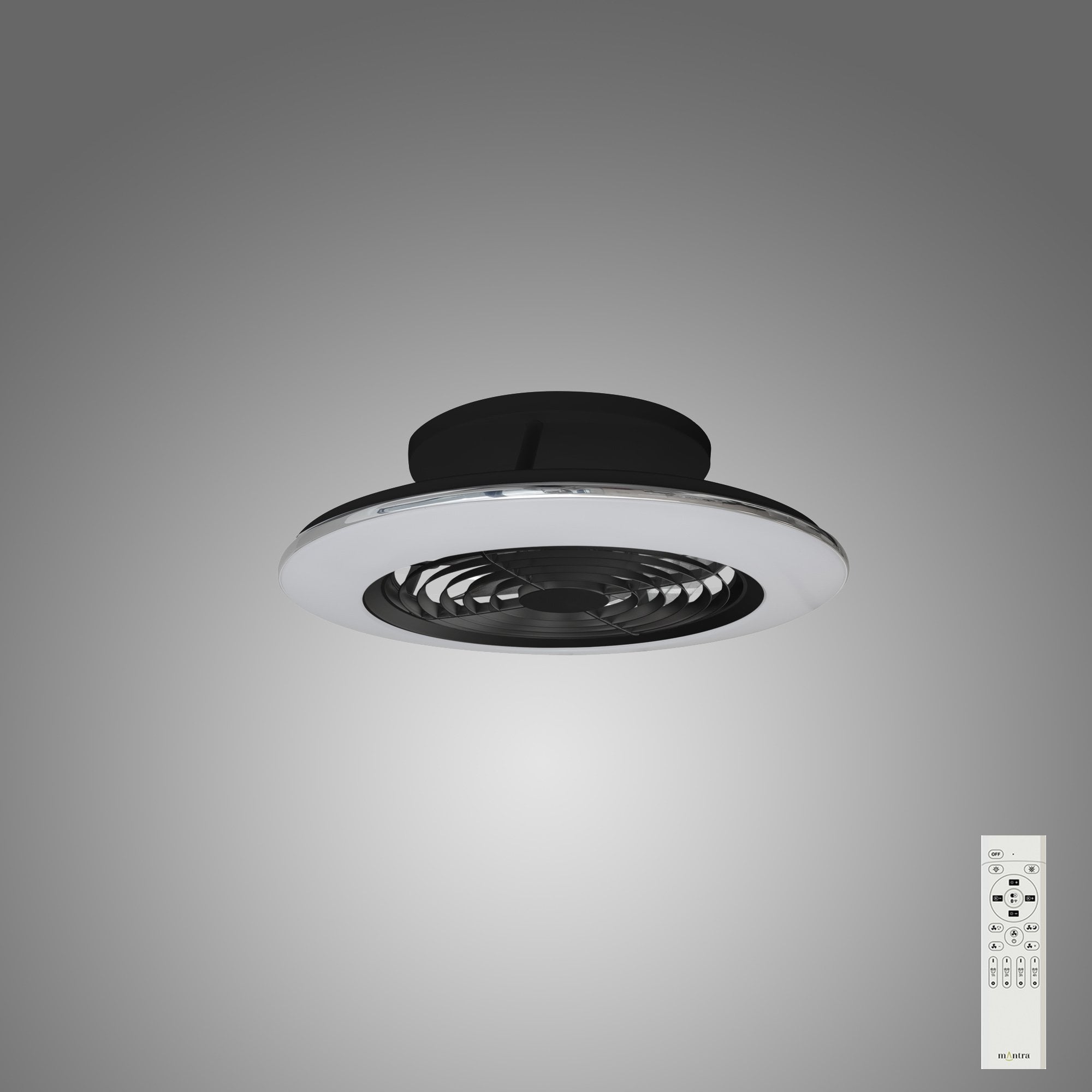 Mantra Alisio Mini 70W LED Dimmable Ceiling Light & Fan, Remote Controlled, Black