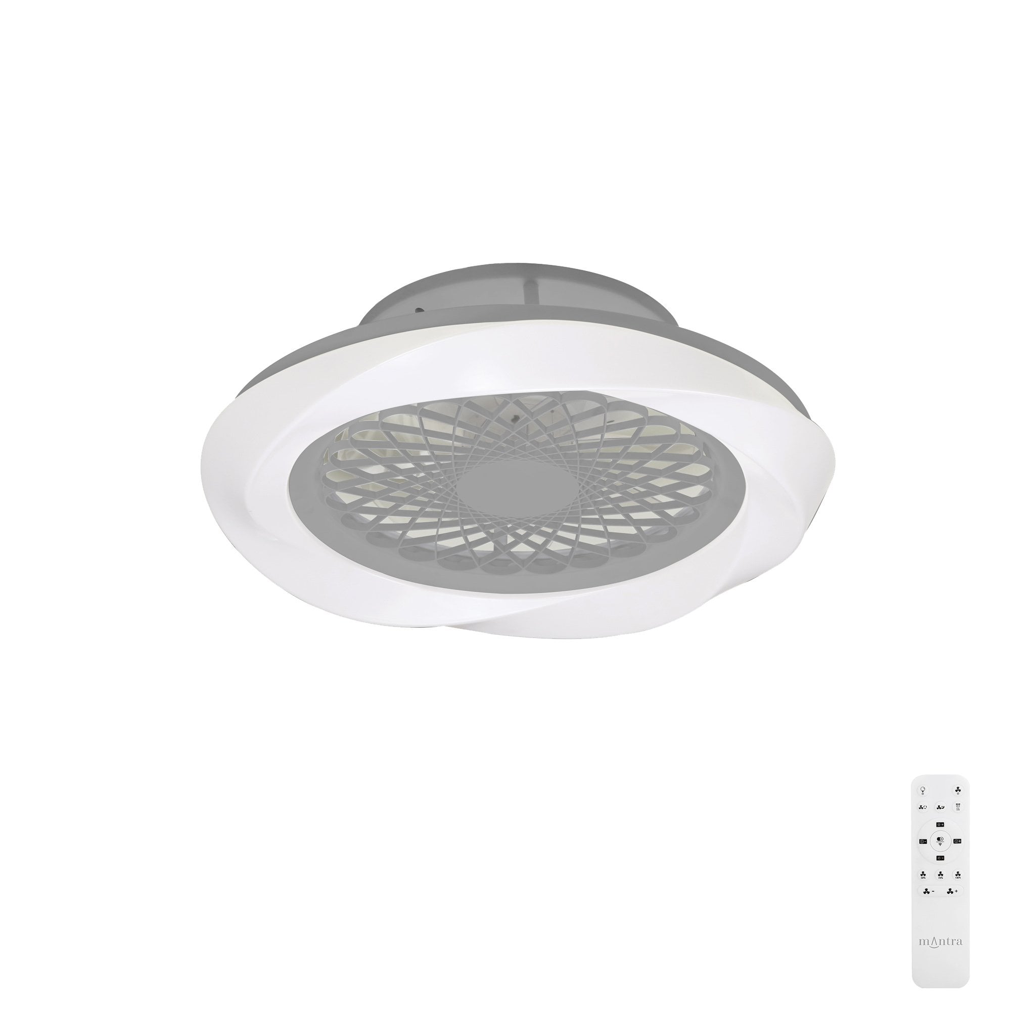 Mantra Boreal 70W LED Dimmable Ceiling Light & Fan, Remote Controlled, Silver
