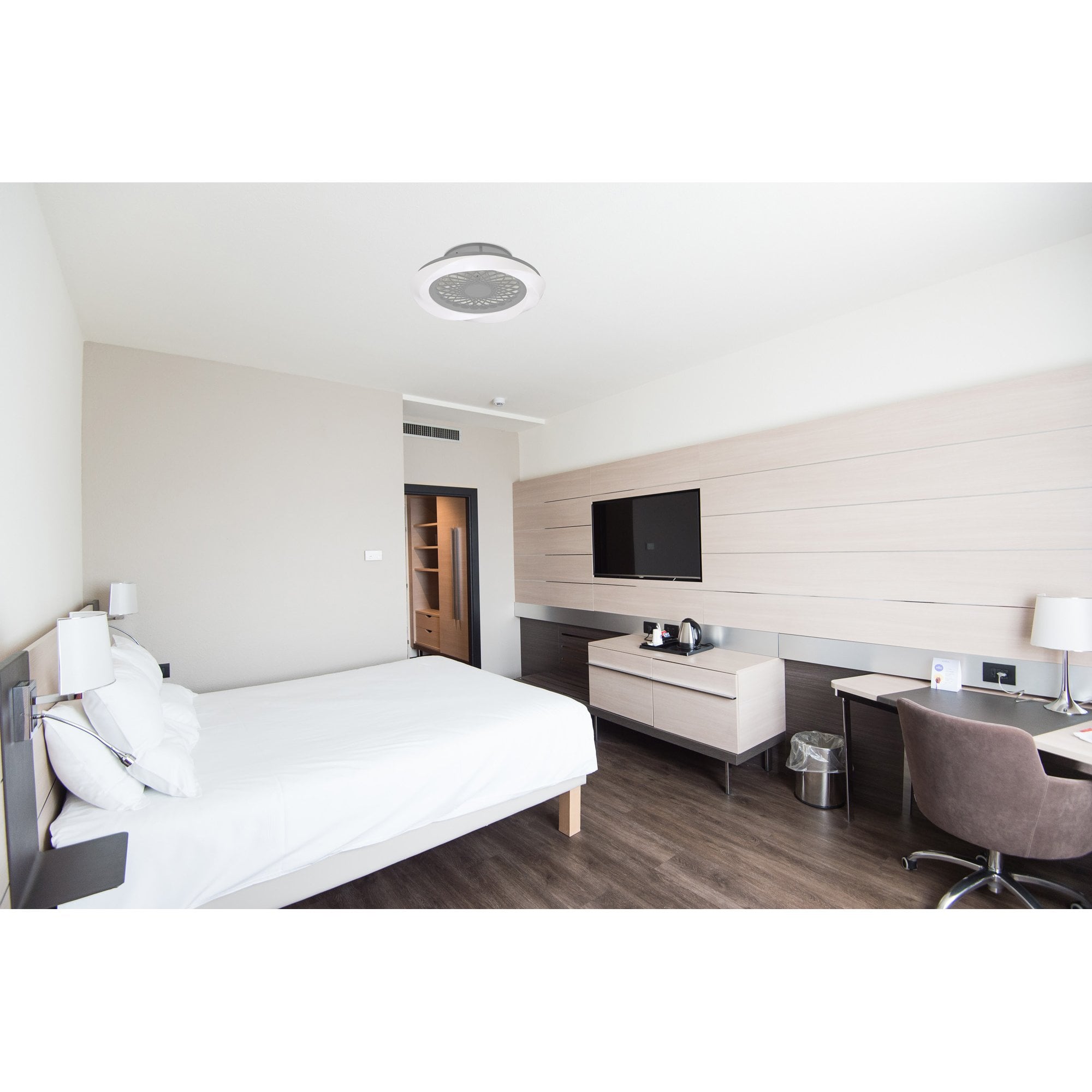 Mantra Boreal 70W LED Dimmable Ceiling Light & Fan, Remote Controlled, Silver