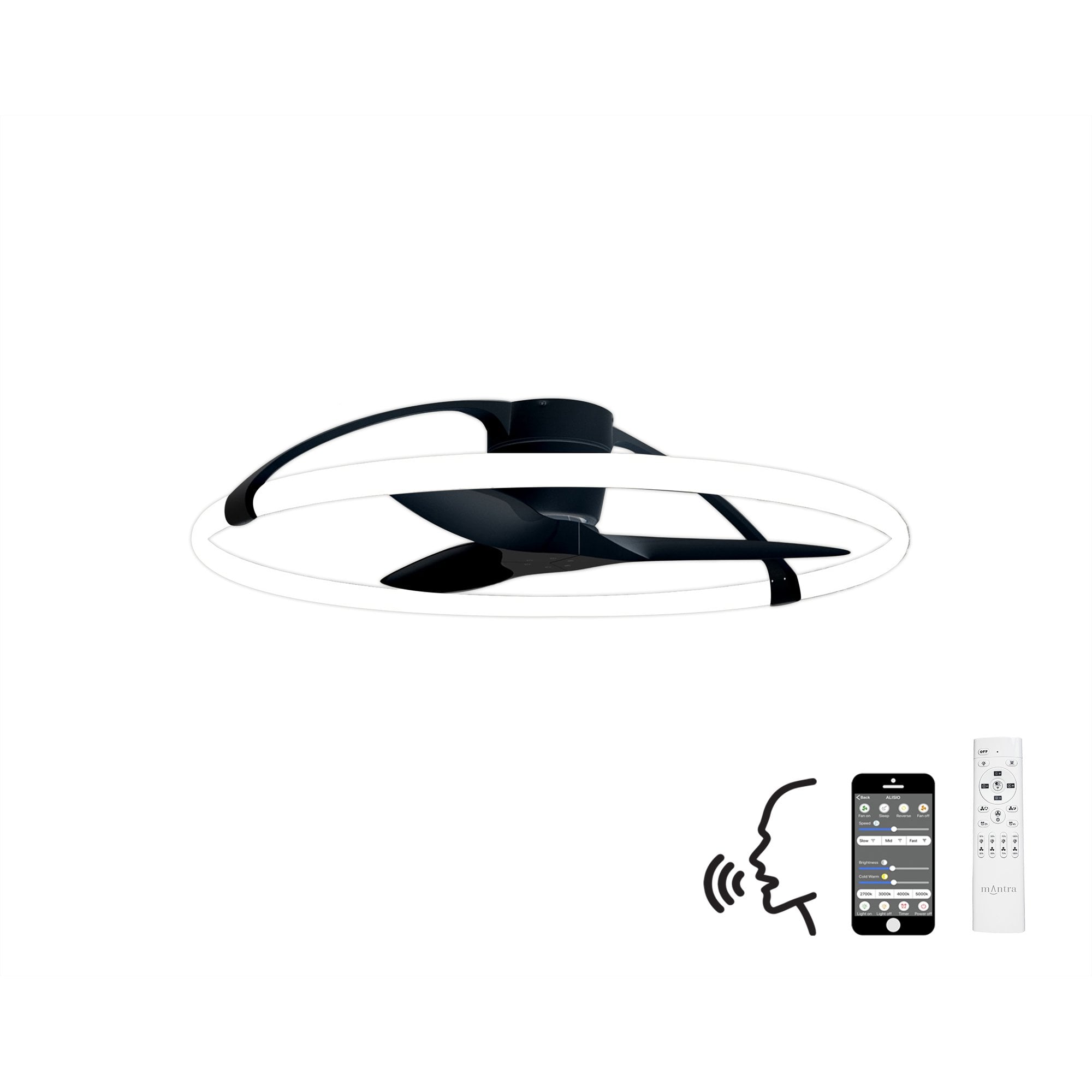 Mantra Nepal 75W LED Dimmable Ceiling Light & Fan, Remote, APP ,  Voice Controlled, Black