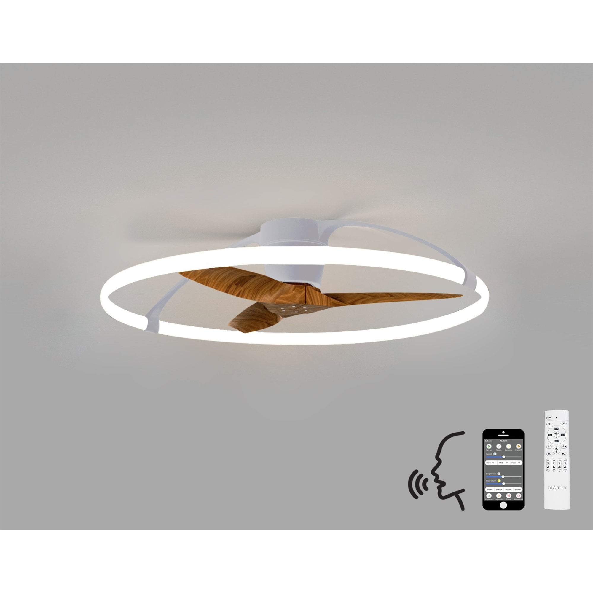 Mantra Nepal 75W LED Dimmable Ceiling Light & Fan, Remote, APP ,  Voice Controlled, Silver