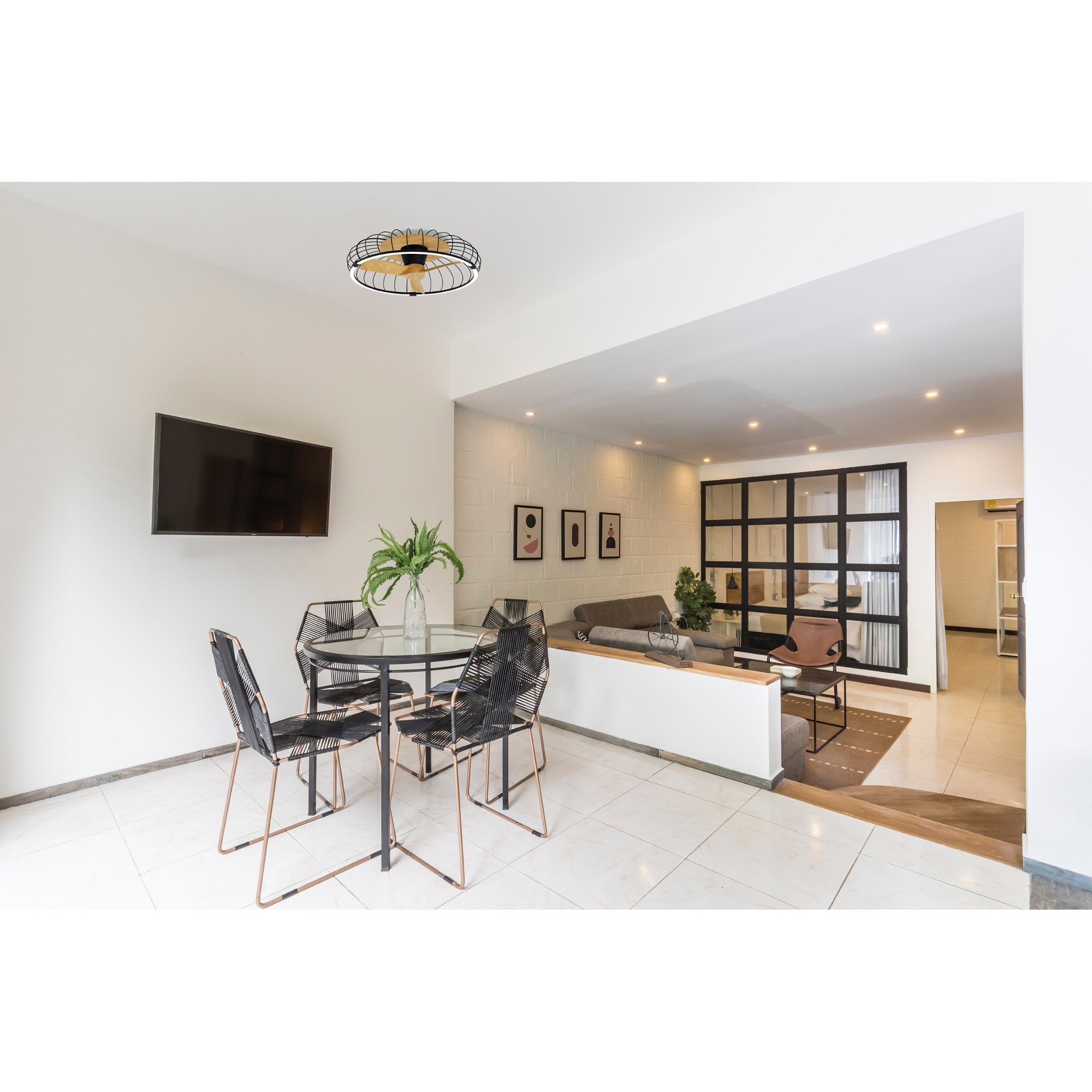 Mantra Nature 75W LED Dimmable Ceiling Light & Fan, Remote, APP ,  Voice Controlled, Black