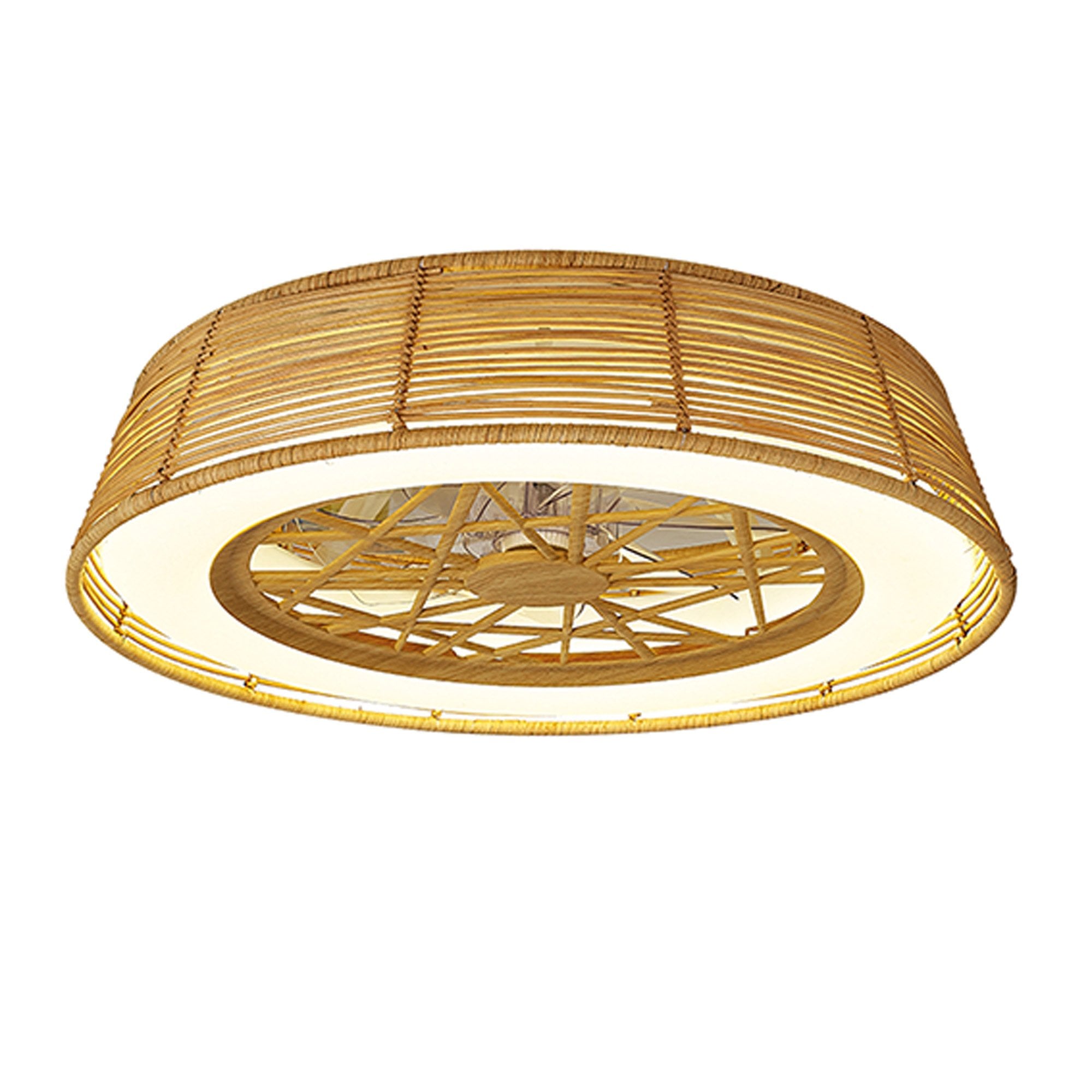 Mantra Indonesia 70W LED Dimmable Ceiling Light & Fan, Remote Controlled, Beige Rattan