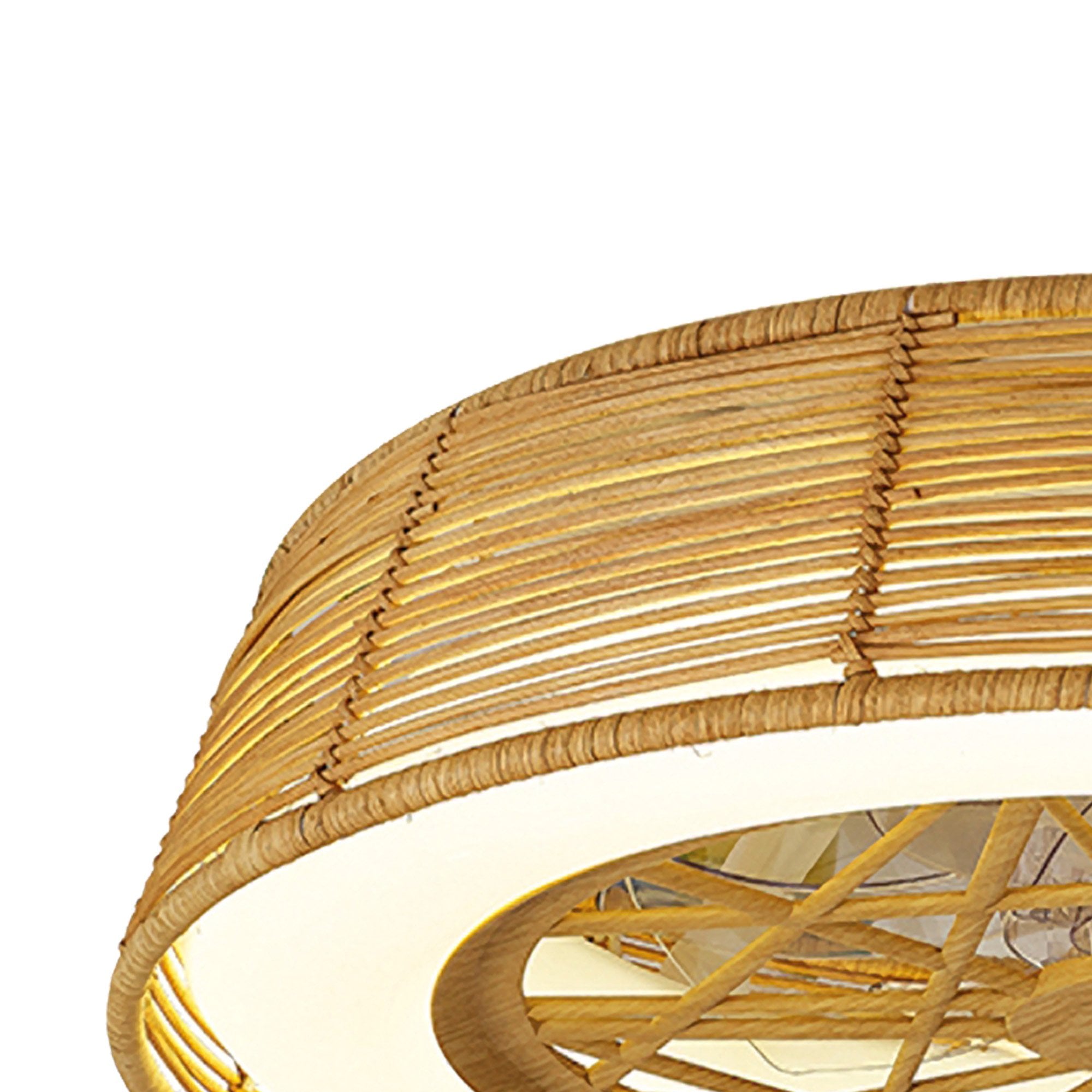 Mantra Indonesia 70W LED Dimmable Ceiling Light & Fan, Remote Controlled, Beige Rattan