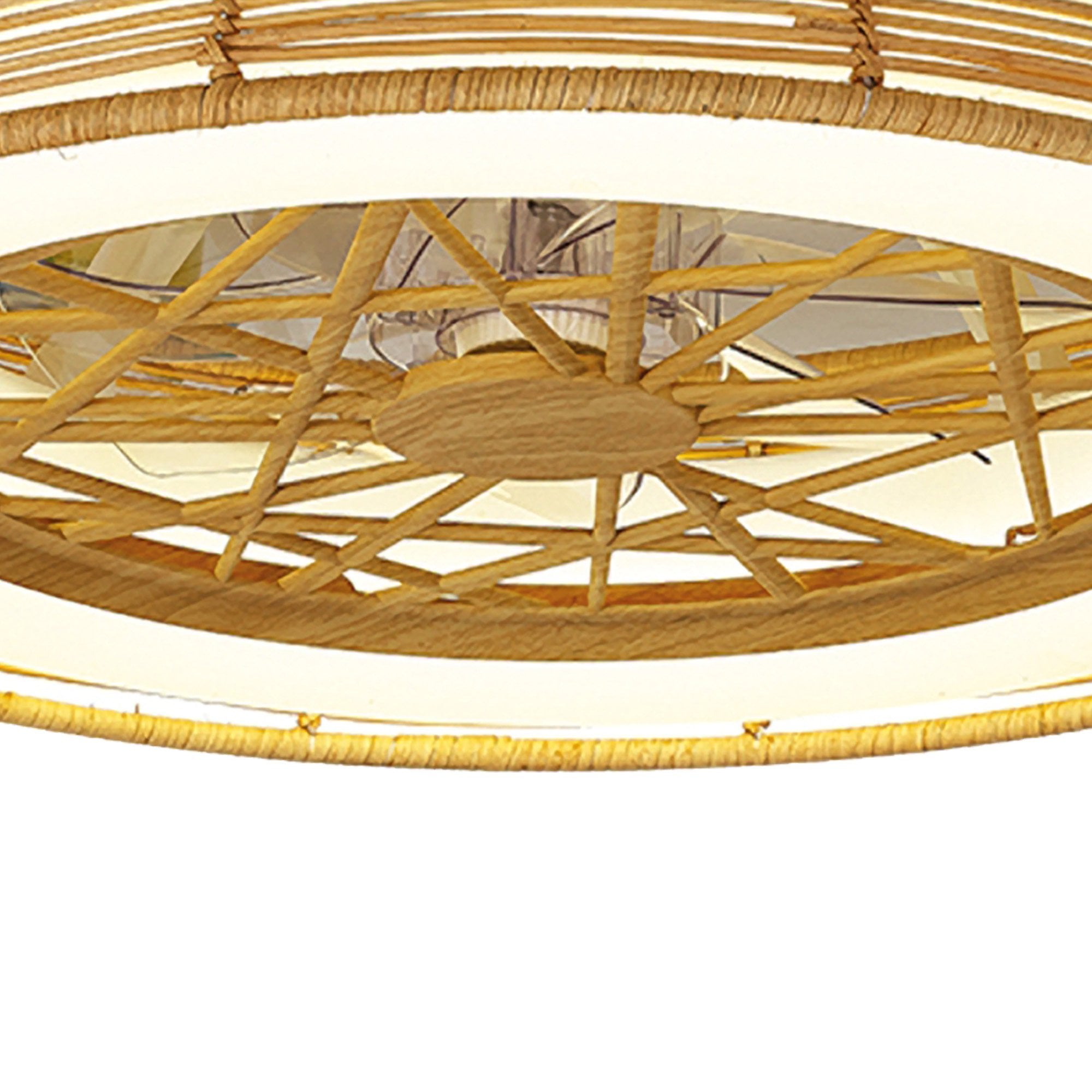 Mantra Indonesia 70W LED Dimmable Ceiling Light & Fan, Remote Controlled, Beige Rattan