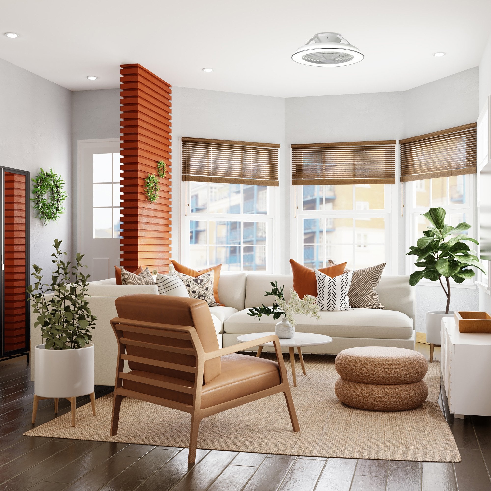 Mantra Samoa 70W LED Dimmable Ceiling Light & Fan, Remote Controlled, White