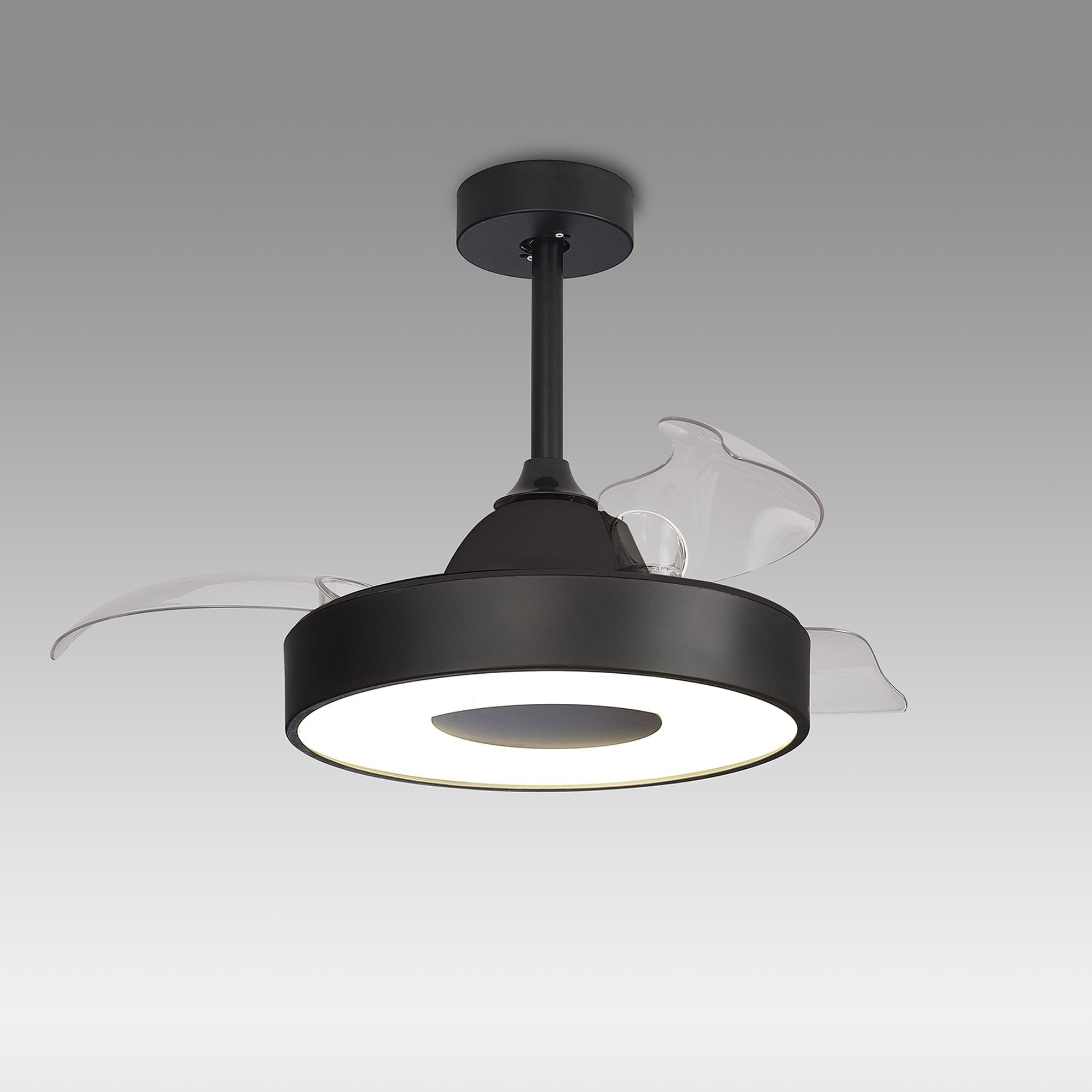 Mantra Coin Mini 45W LED Dimmable Ceiling Light & Fan, Remote & APP Control, LED Black