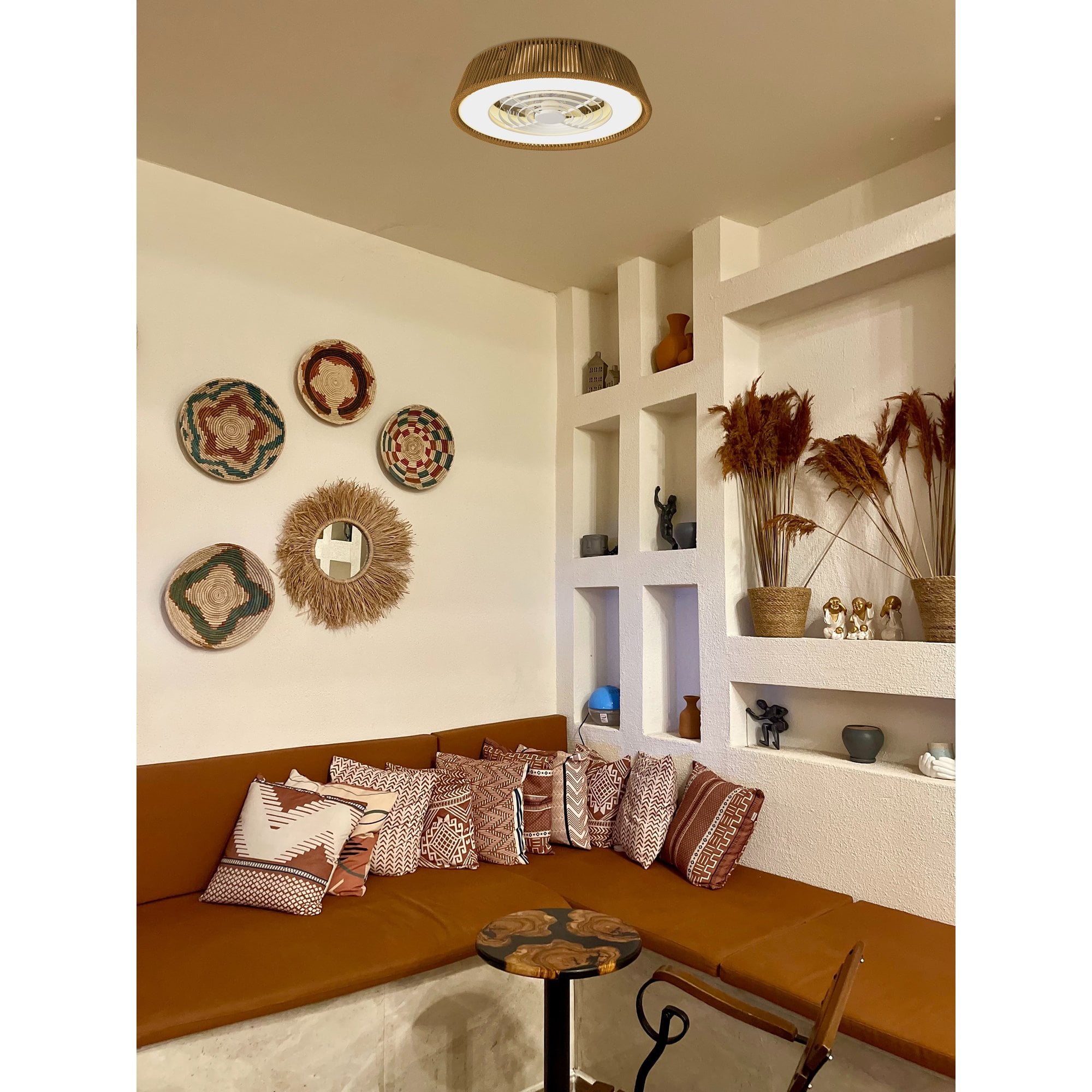 Mantra Polinesia Nautica Mini 55W LED Dimmable Ceiling Light & Fan, Remote Controlled, Beige Oscu
