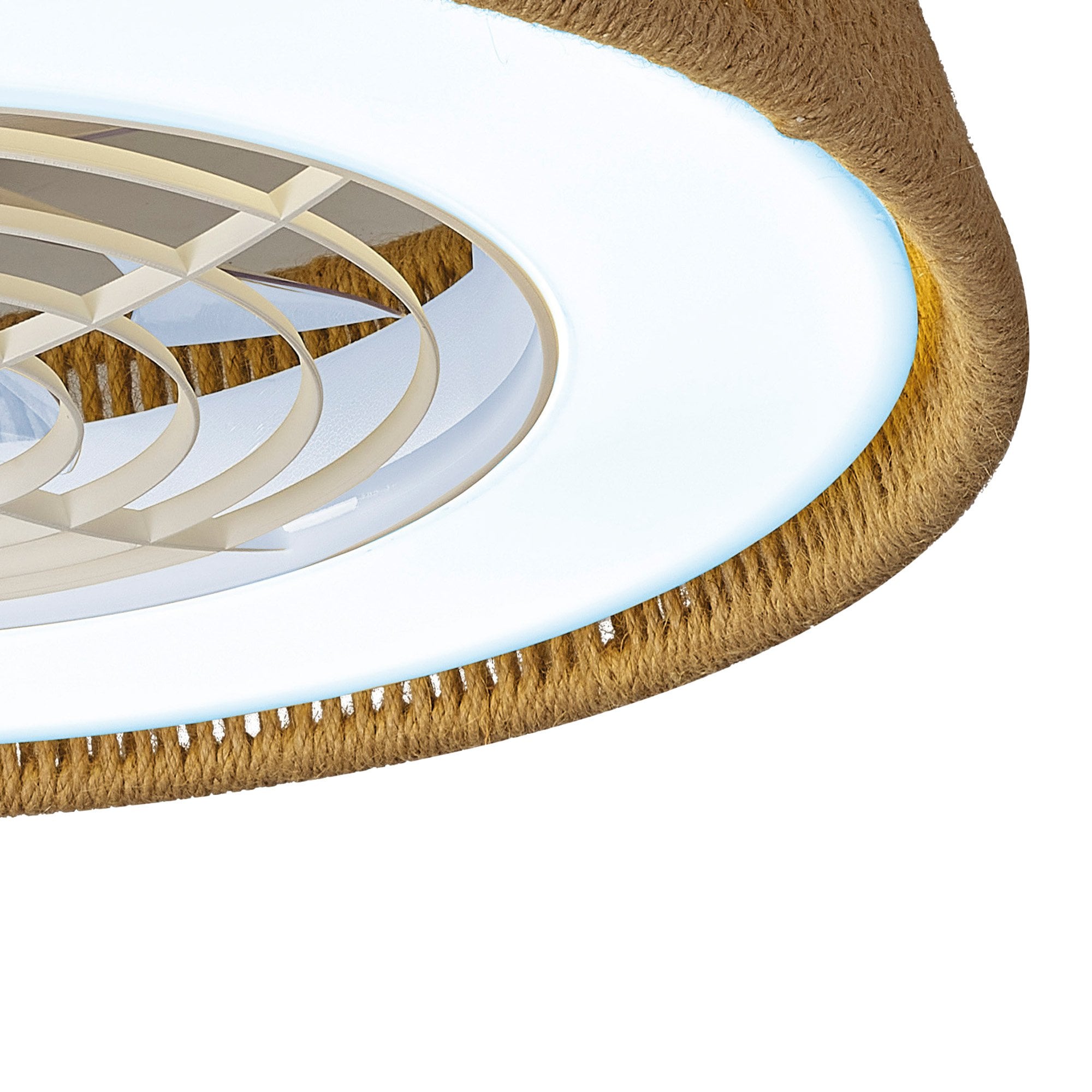 Mantra Polinesia Rope Mini 55W LED Dimmable Ceiling Light & Fan, Remote Controlled, Beige Oscu