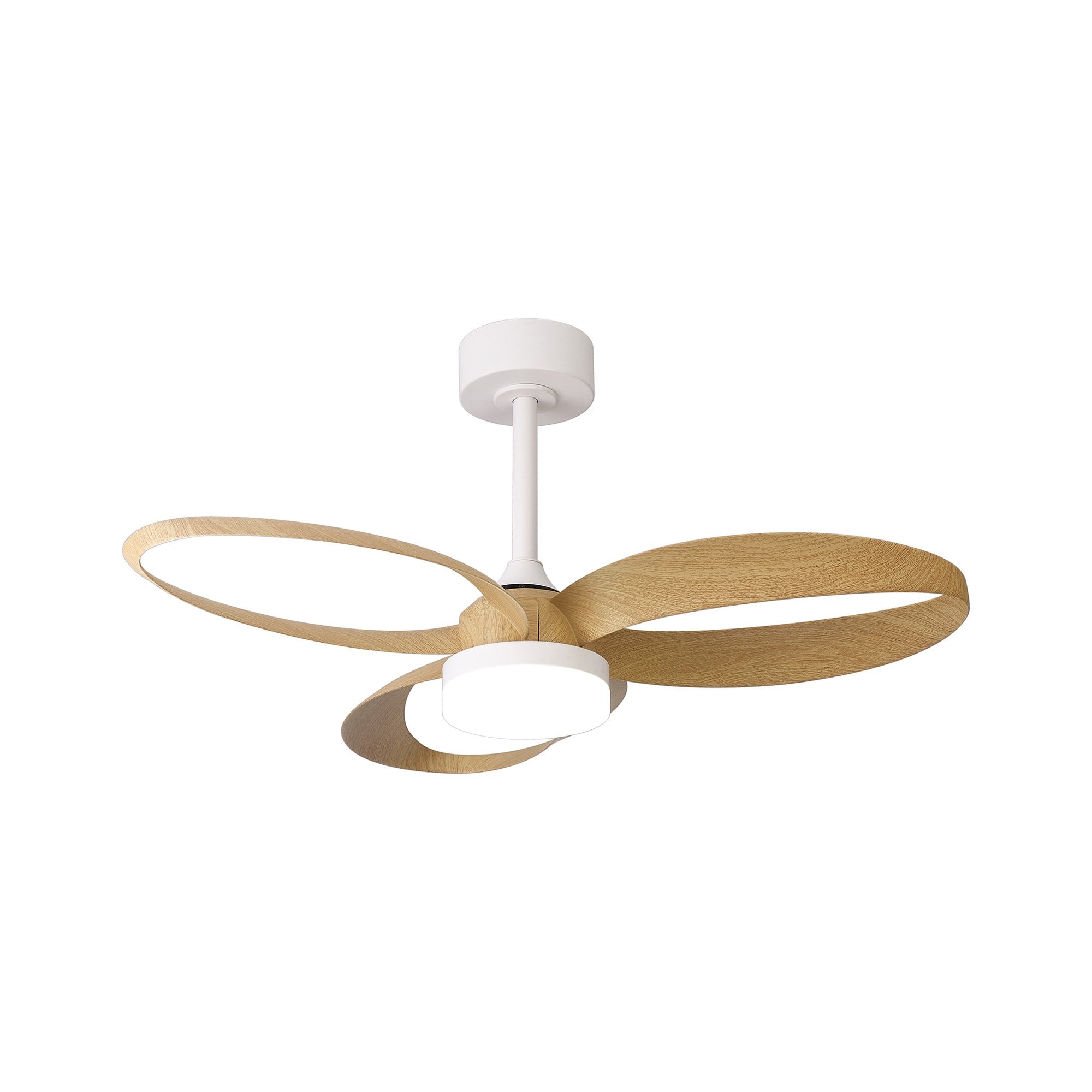 Mantra Infinity Fan 24W LED Dimmable Ceiling Light & Fan, Remote Controlled, - White, Wood