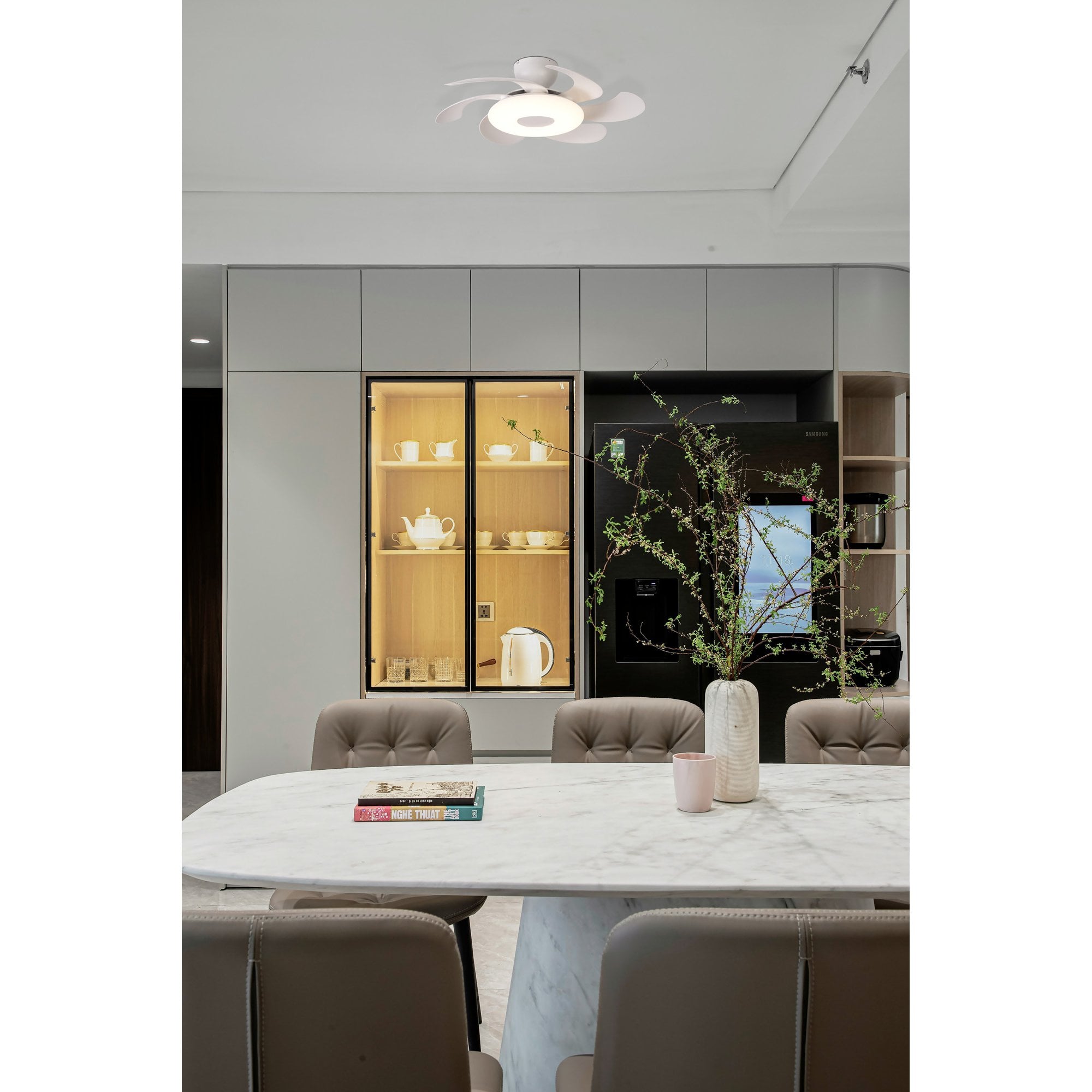 Mantra Flowers 24W LED Dimmable Ceiling Light & Fan, Remote Controlled, - White