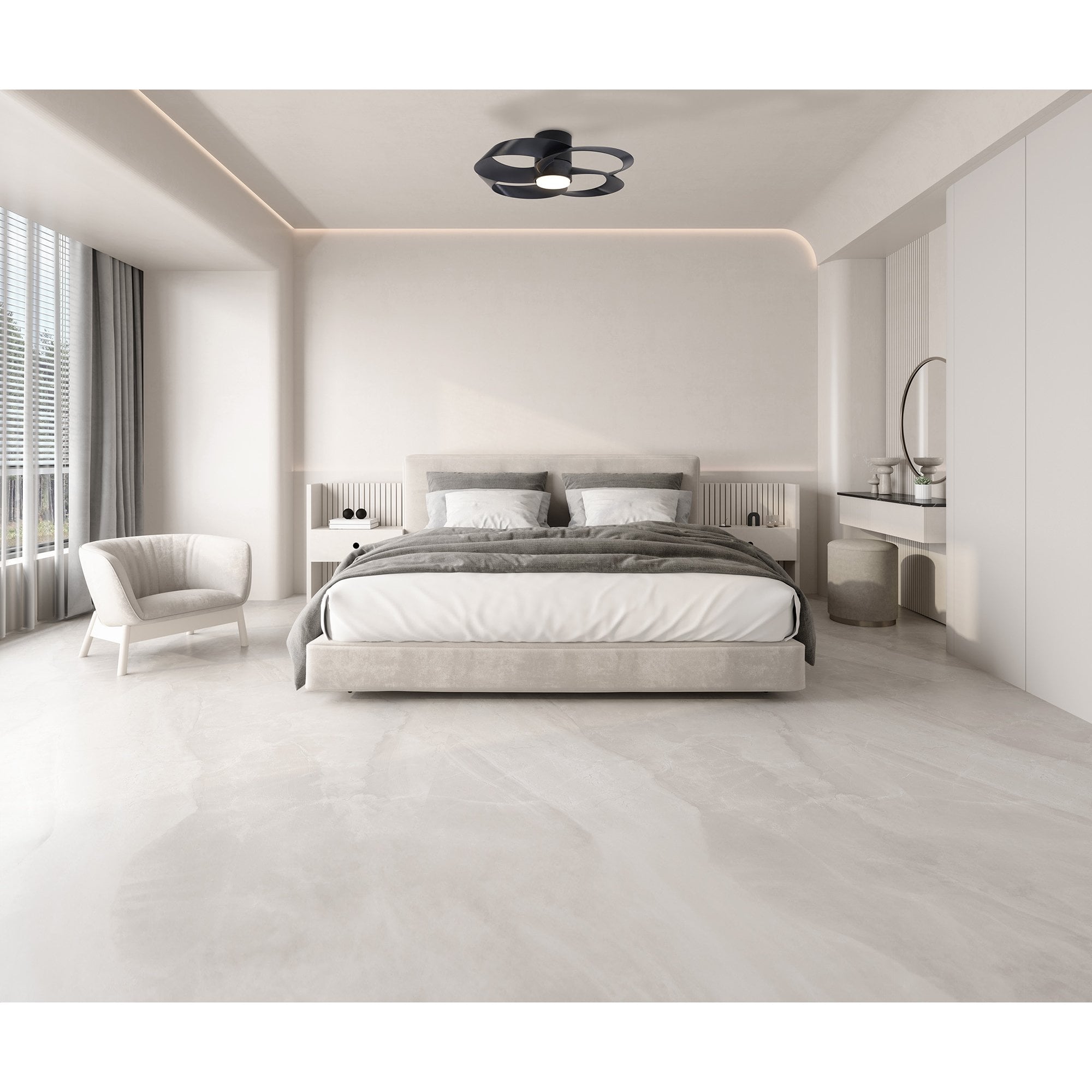 Mantra Rose 24W LED Dimmable Ceiling Light & Fan, Remote Controlled, - Black