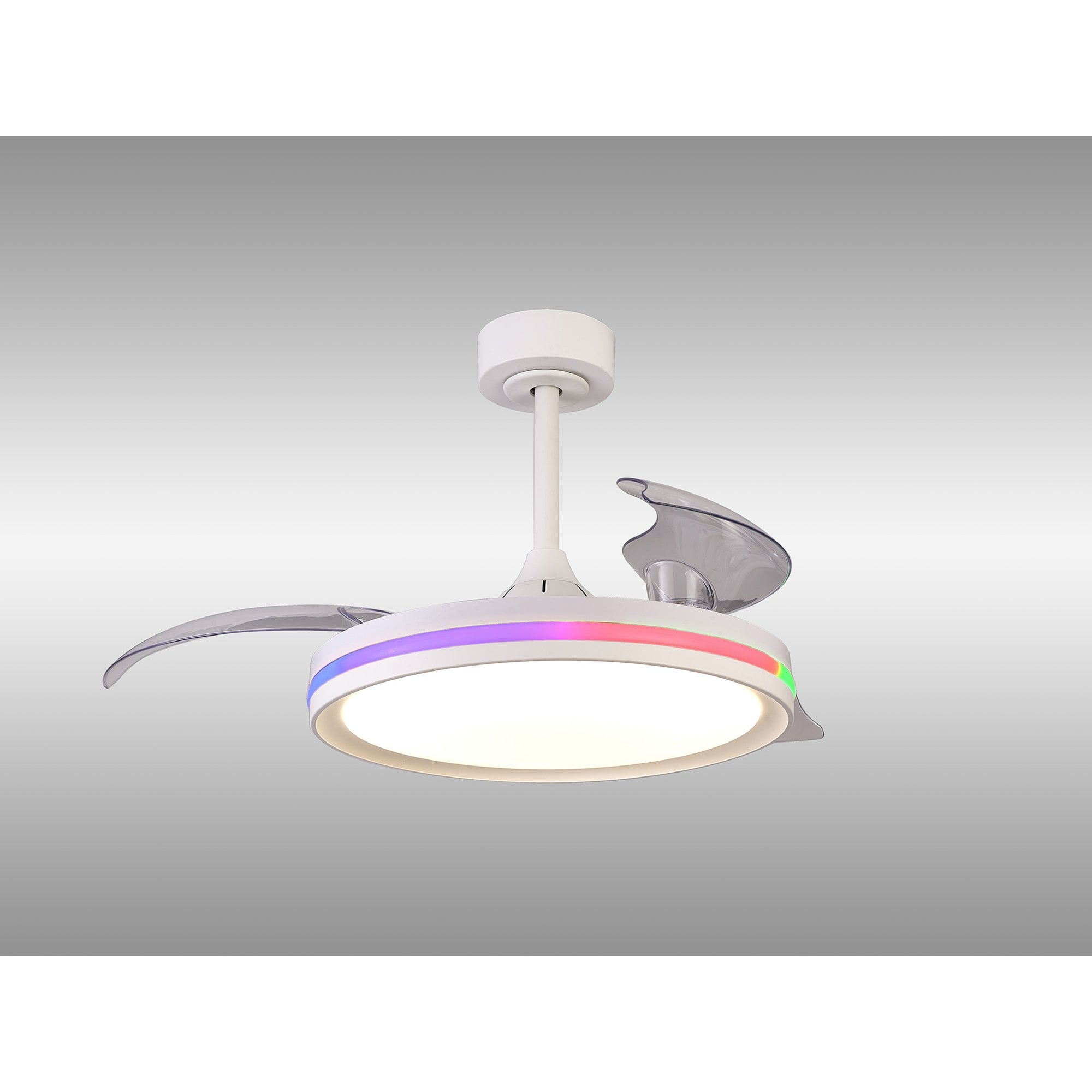 Mantra Rafaga 50W LED Dimmable White, RGB Ceiling Light With Built-In 30W DC Reversible Fan, Remote Control 3000-6500K - White