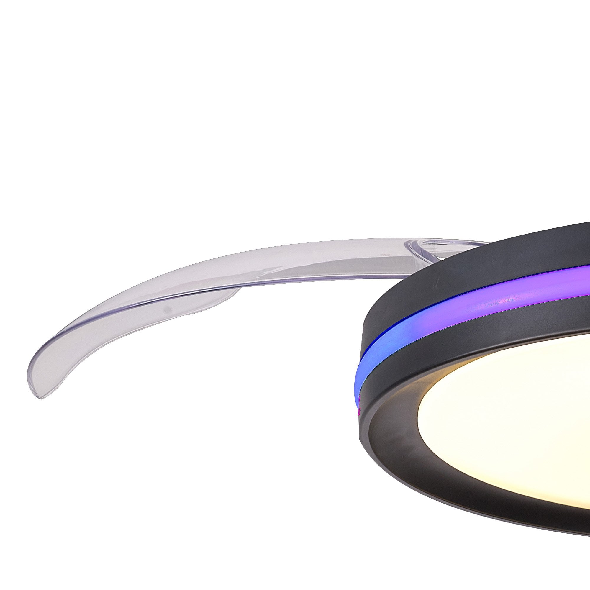 Mantra Rafaga 50W LED Dimmable White, RGB Ceiling Light With Built-In 30W DC Reversible Fan, Remote Control 3000-6500K - Black