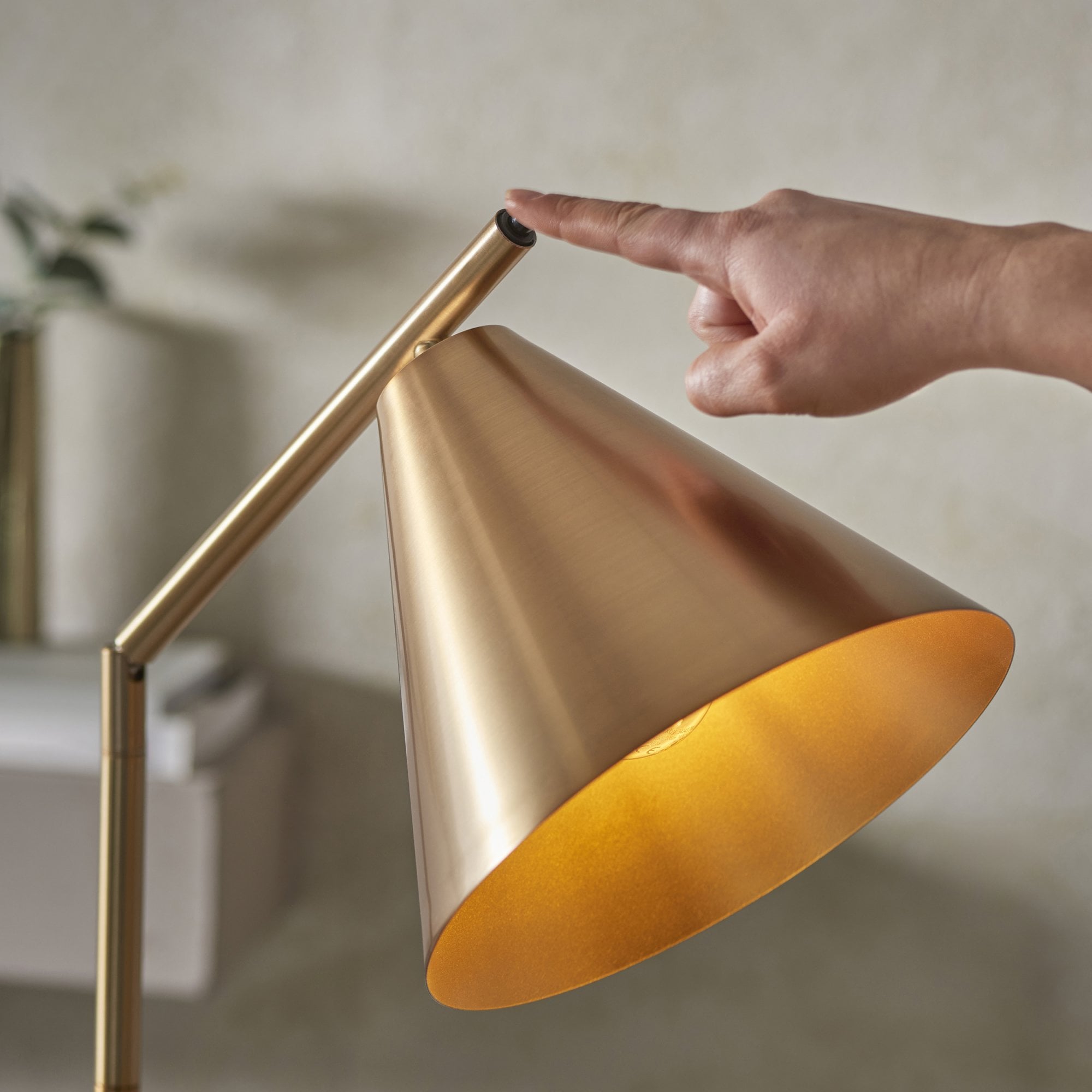 Endon Cape 1 Light Floor Lamp - Warm Antique Brass