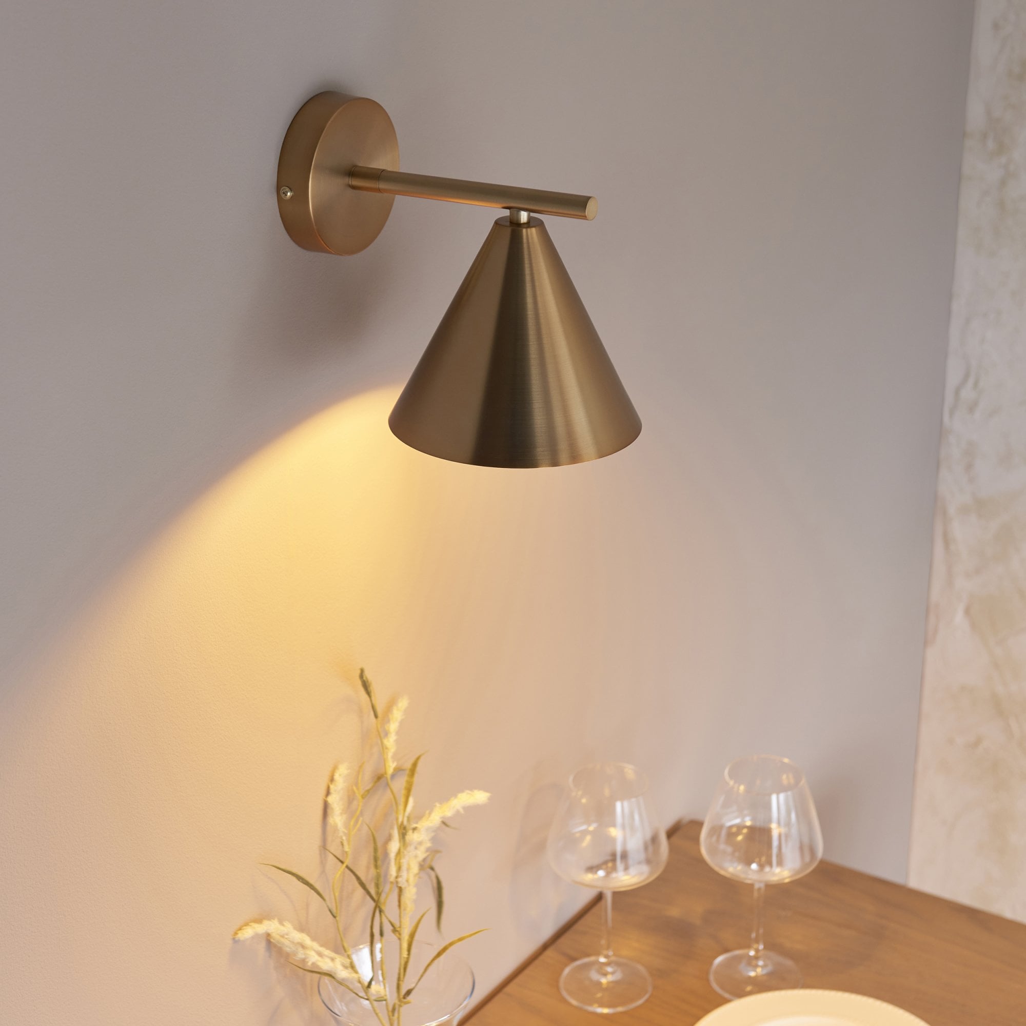 Endon Cape 1 Light Wall Light - Warm Antique Brass