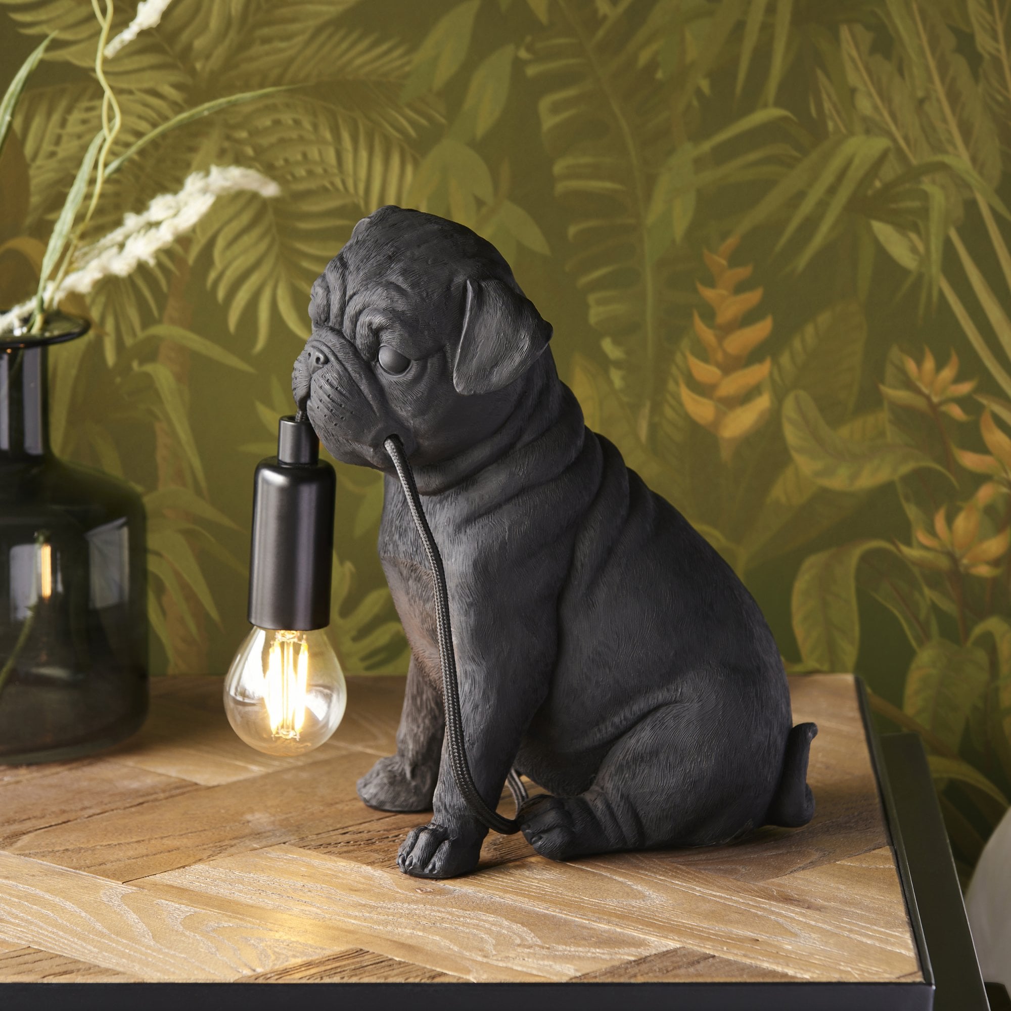 Endon Pug Puppy 1 Light Table Lamp - Matt Black
