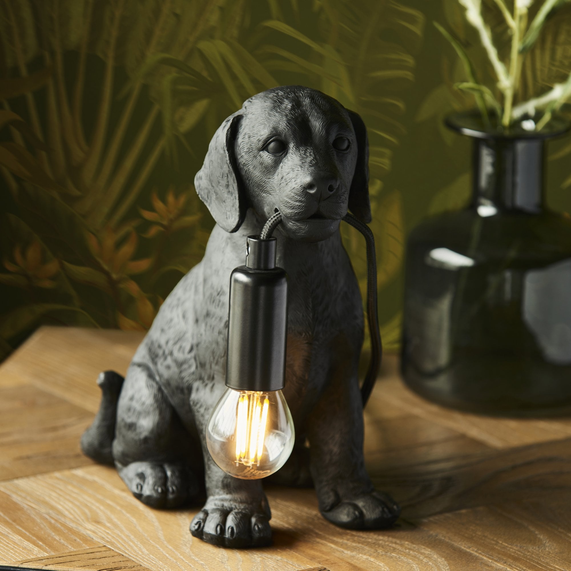 Endon Labrador Puppy 1 Light Table Lamp - Matt Black