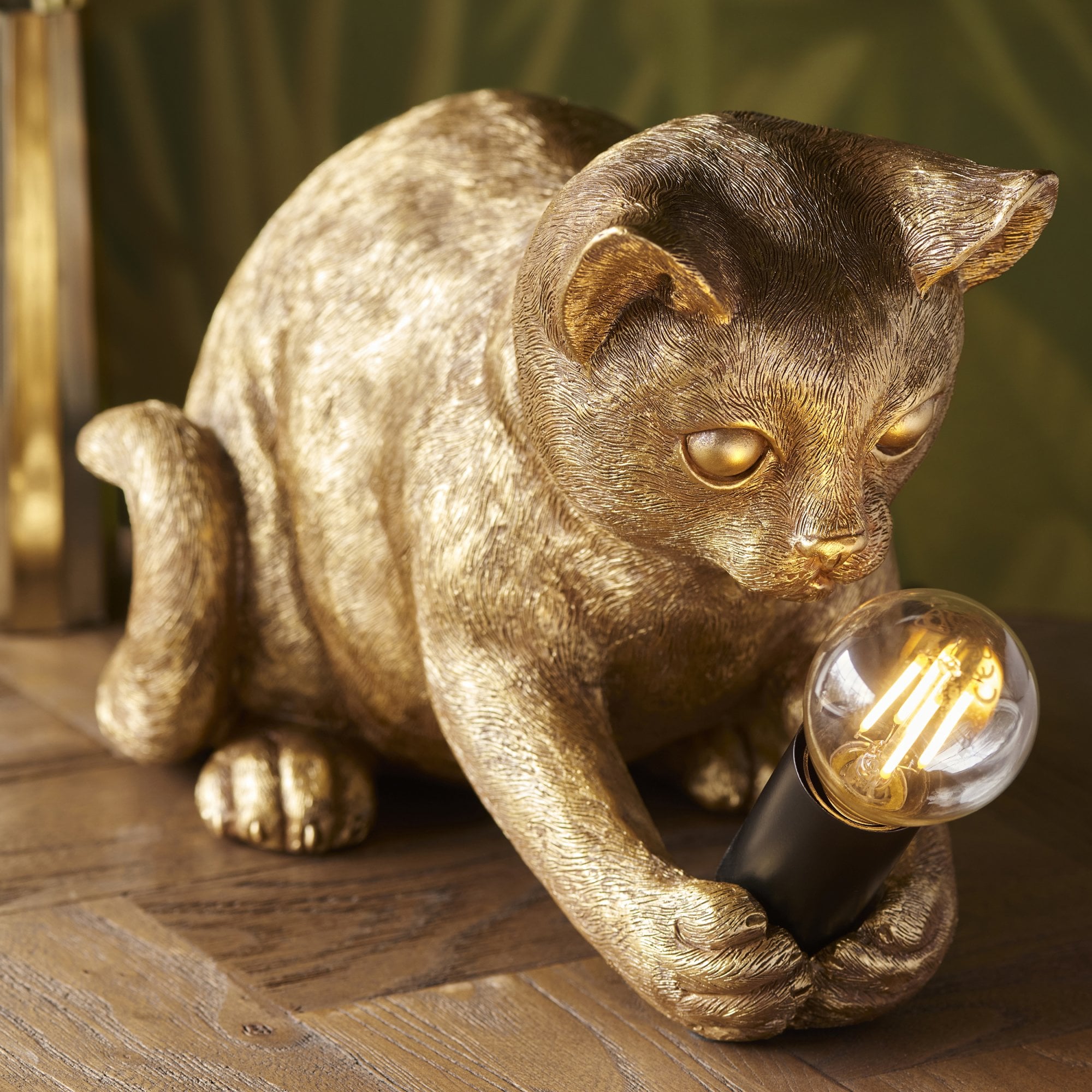 Endon Kitten 1 Light Table Lamp - Vintage Gold & Matt Black