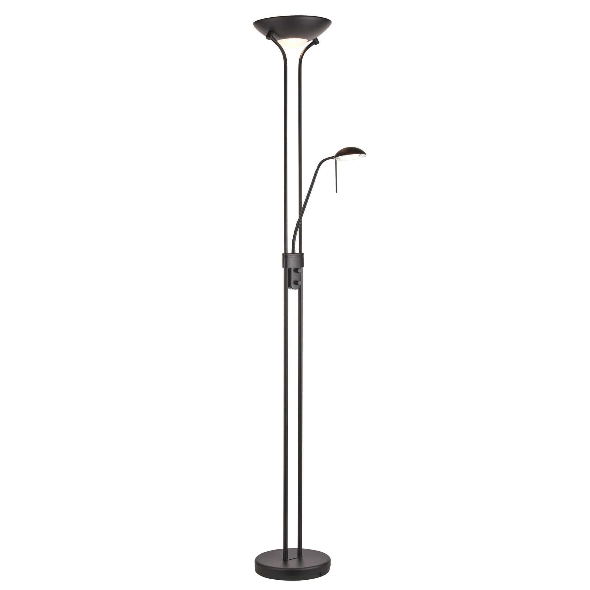 Endon Rome 2 Light Floor Lamp - Matt Black & Opal Glass
