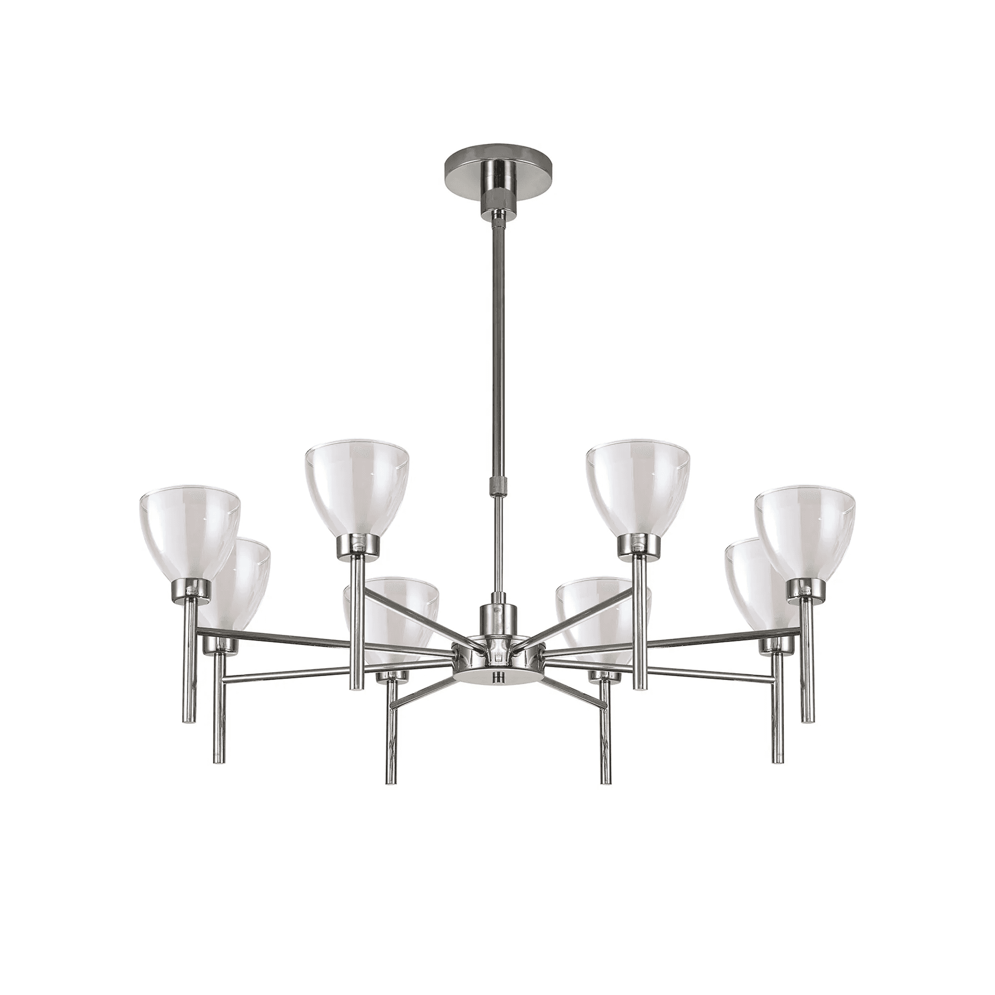 Fabula Tamworth 78cm Telescopic/Semi-Flush with Curved Cone Glass - Polished Chrome