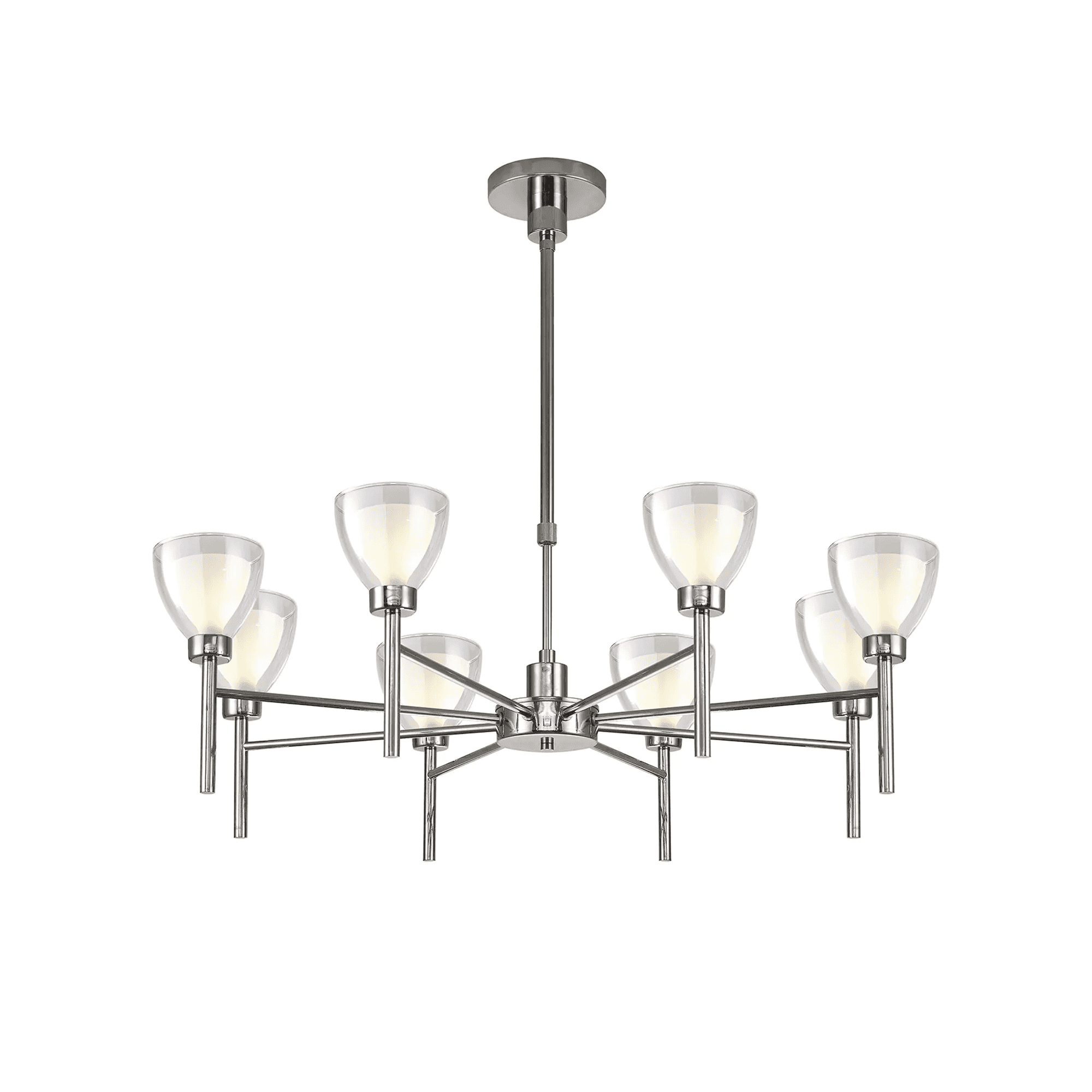 Fabula Tamworth 78cm Telescopic/Semi-Flush with Curved Cone Glass - Polished Chrome