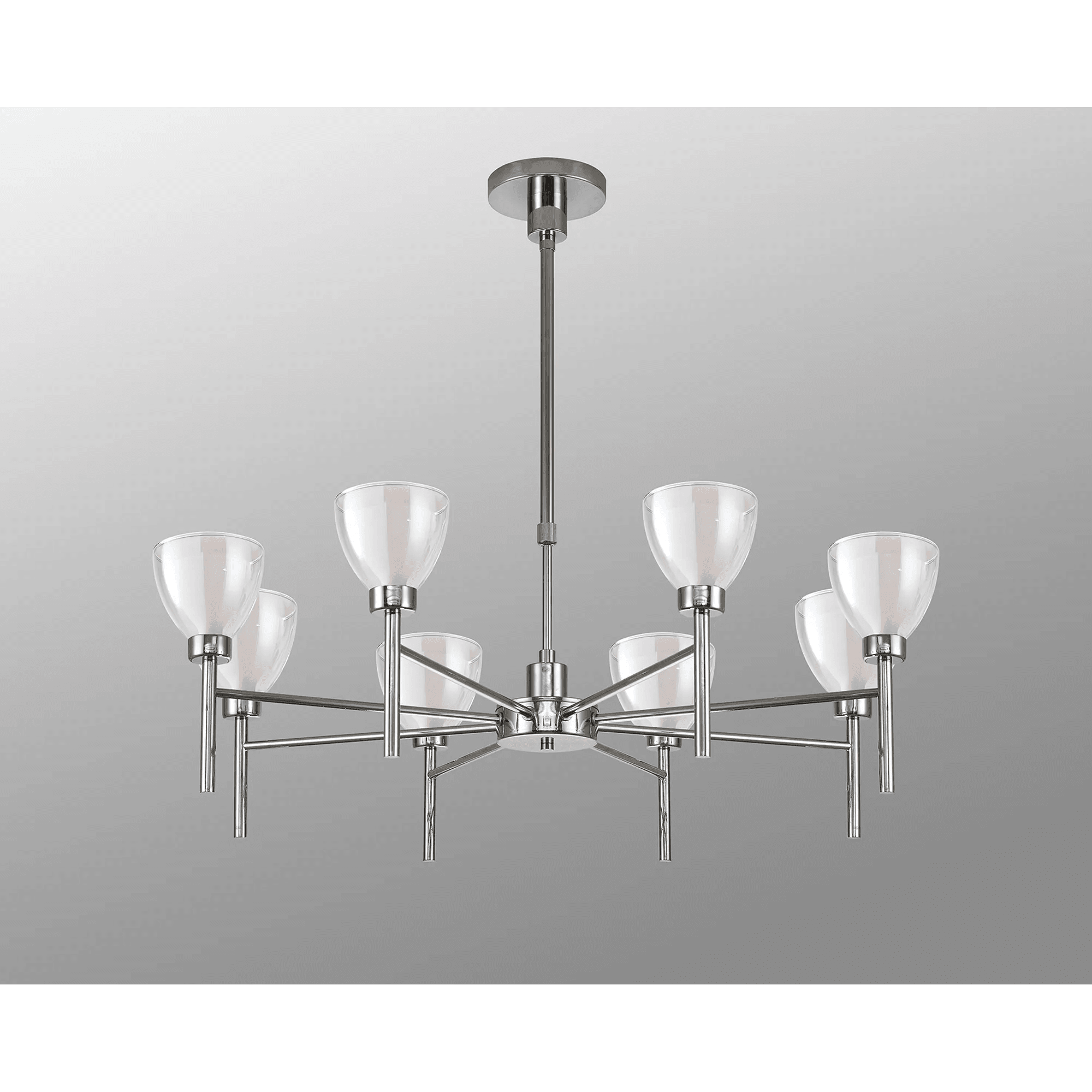 Fabula Tamworth 78cm Telescopic/Semi-Flush with Curved Cone Glass - Polished Chrome