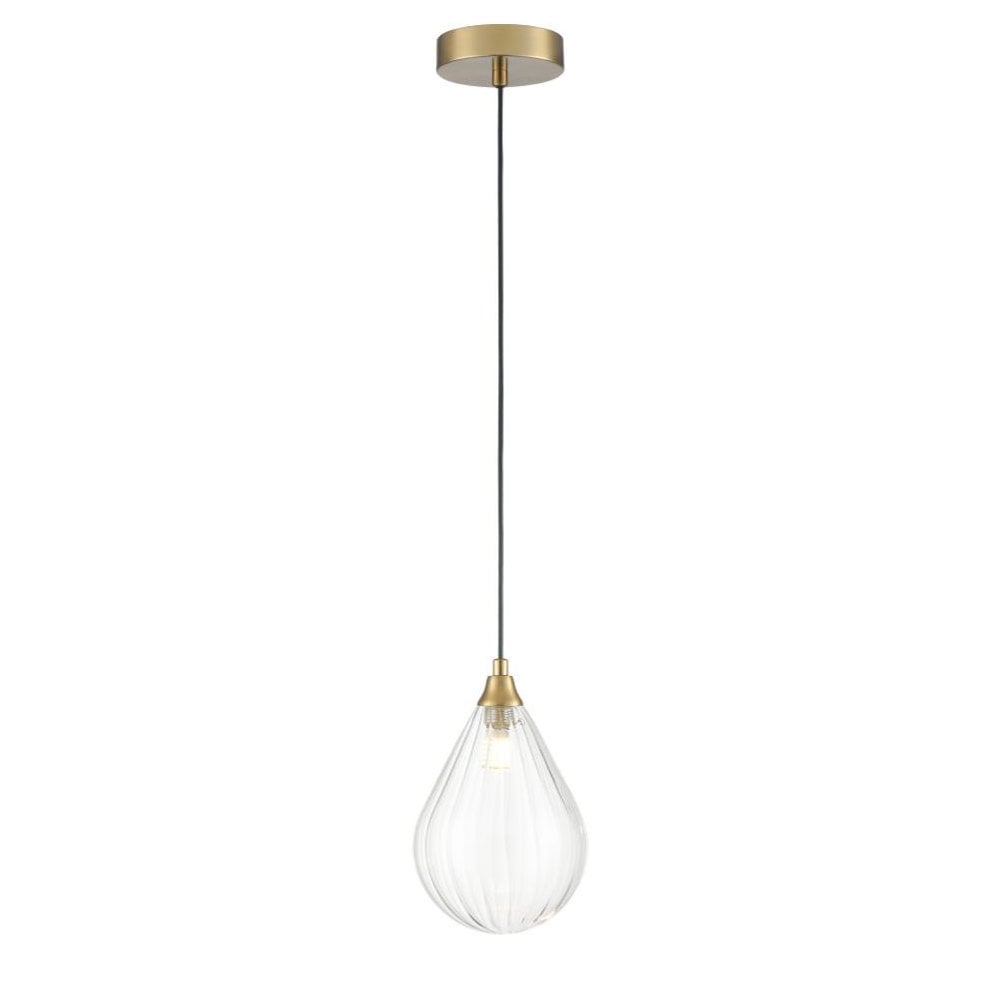 Franklite Perry Single Small Pendant - Aged Brass & Clear Glass