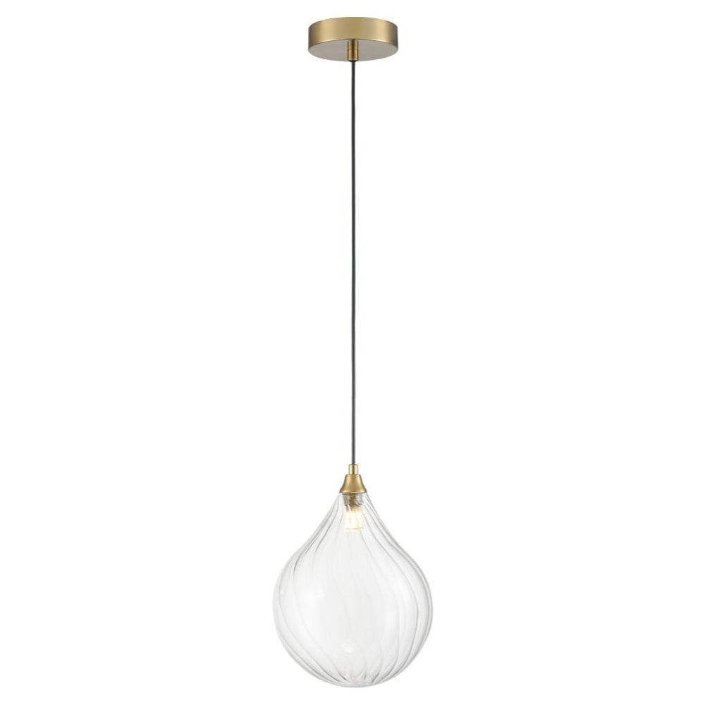 Franklite Perry Single Large Pendant - Aged Brass & Clear Glass