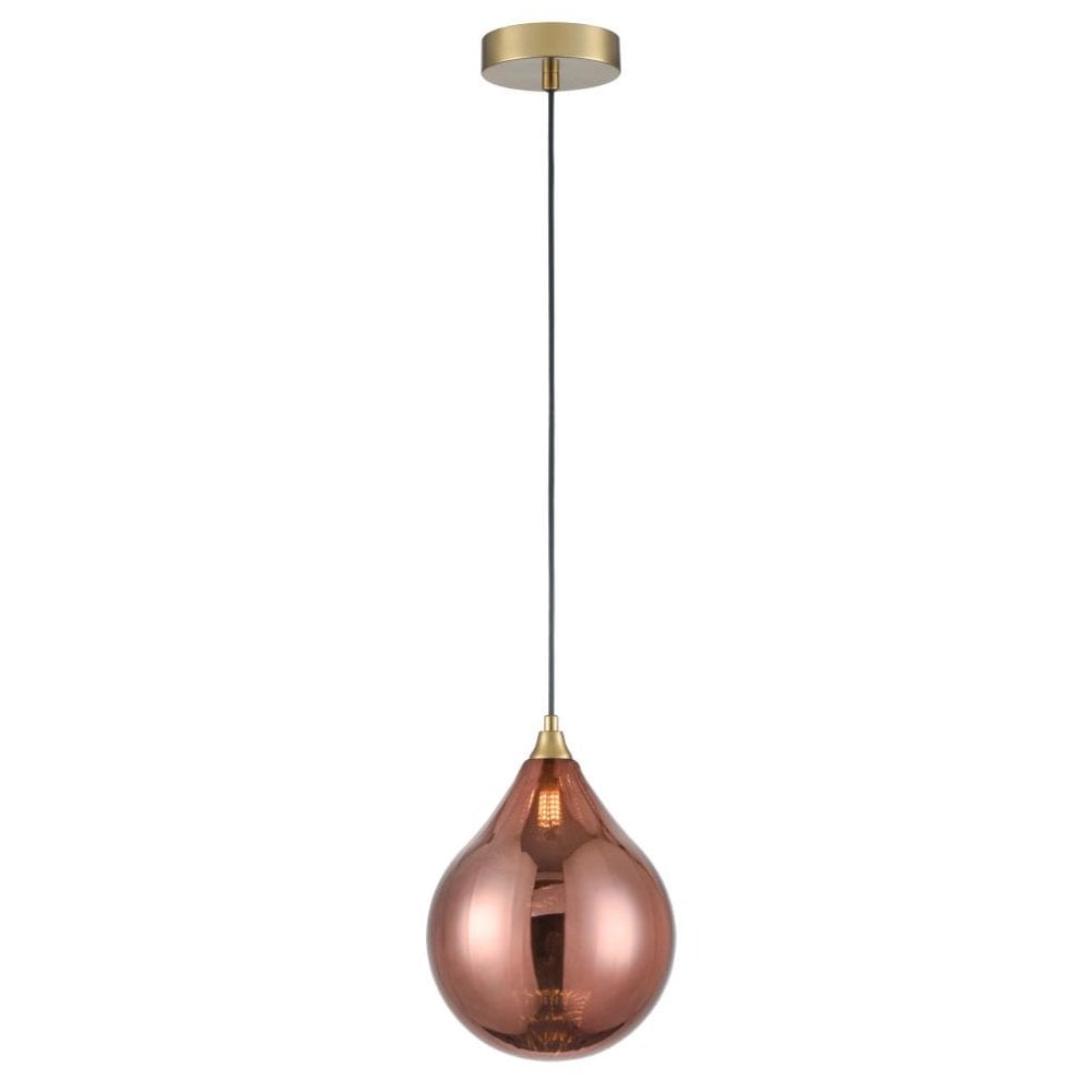 Franklite Perry Single Large Pendant - Aged Brass & Copper Glass