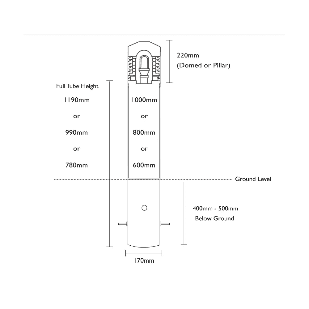 Lumena Parabola Pillar Bollard Light - Black - Mains