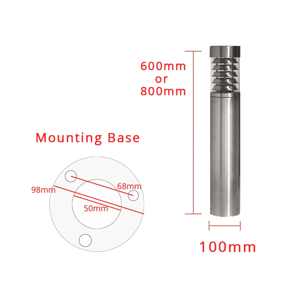 Lumena Pathos Bollard Light - Stainless Steel - Mains