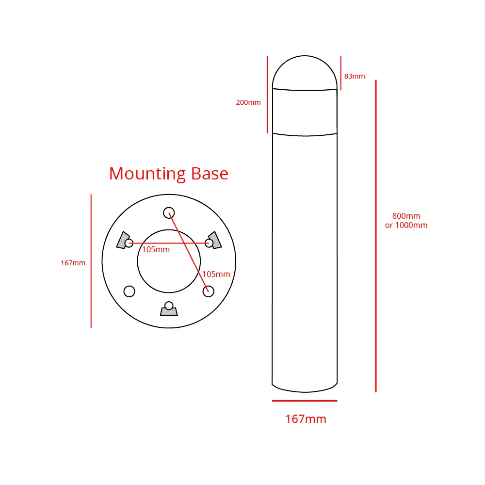 Lumena Boleda Ventus Integrated LED Bollard Light - Black - Mains
