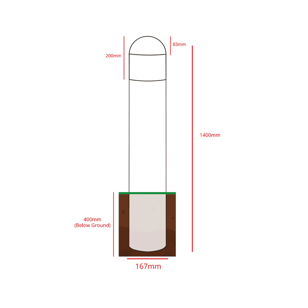 Lumena Boleda Ventus Integrated LED Bollard Light - Black - Mains