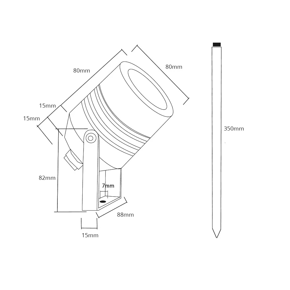 Lumena AlvaLED 10W Black LED Spike Light 3000K - Black - Mains