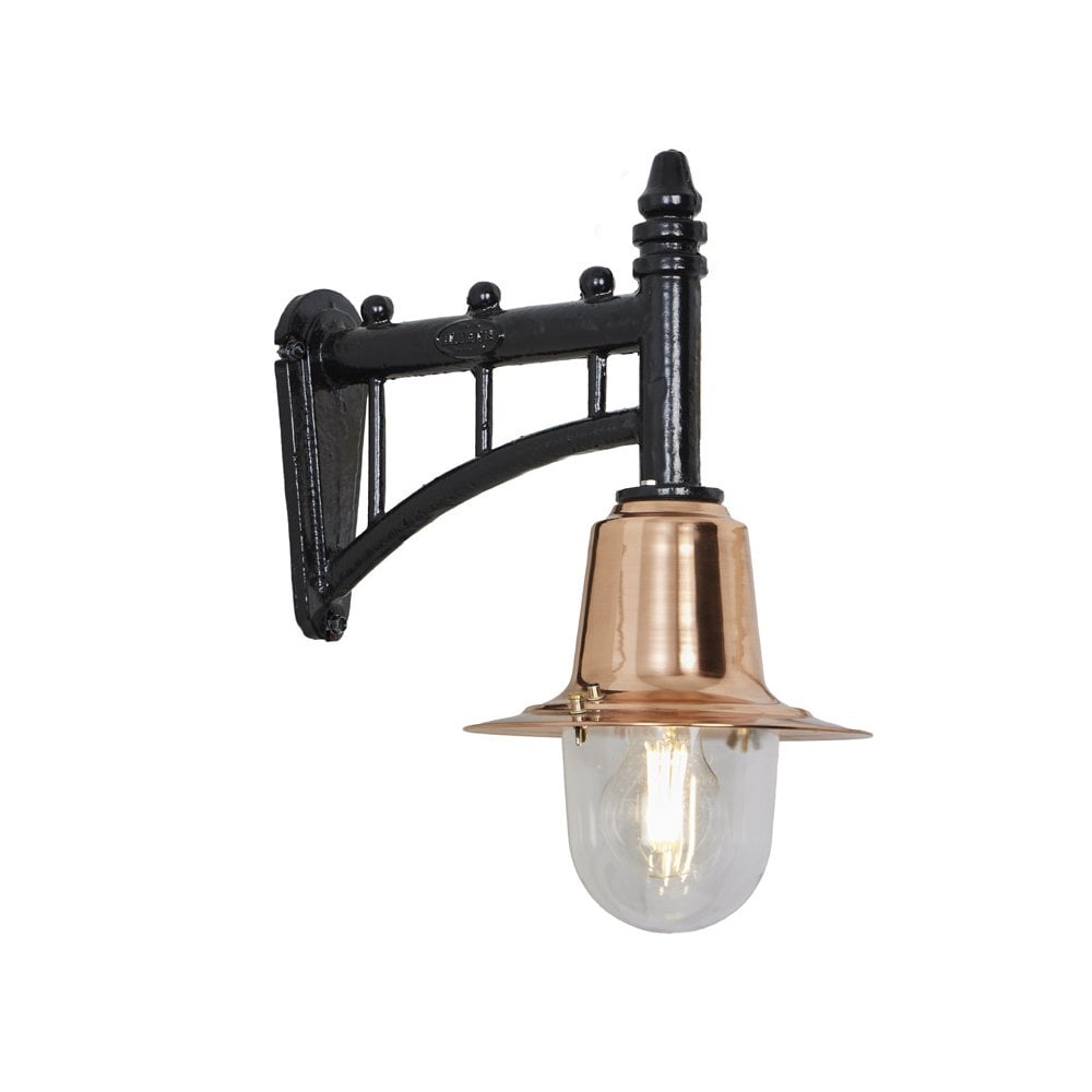 Harte Classic Railway Style 0.37m Wall Light - Cast Iron, Steel & Copper Head