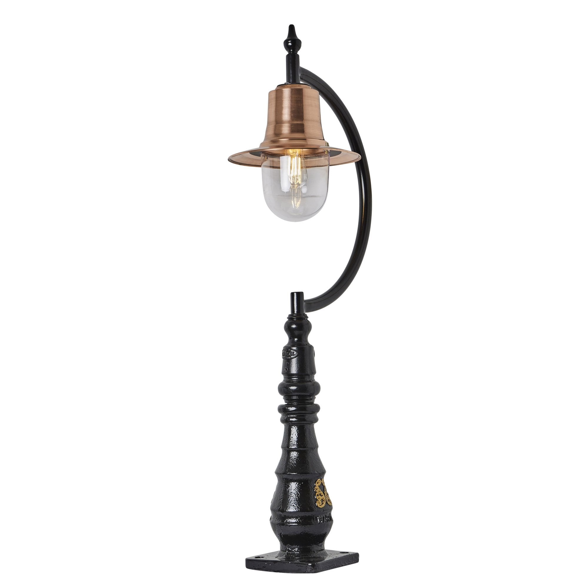 Harte Vintage Tear Drop 1.3m Pedestal Light - Cast Iron, Steel & Copper Head