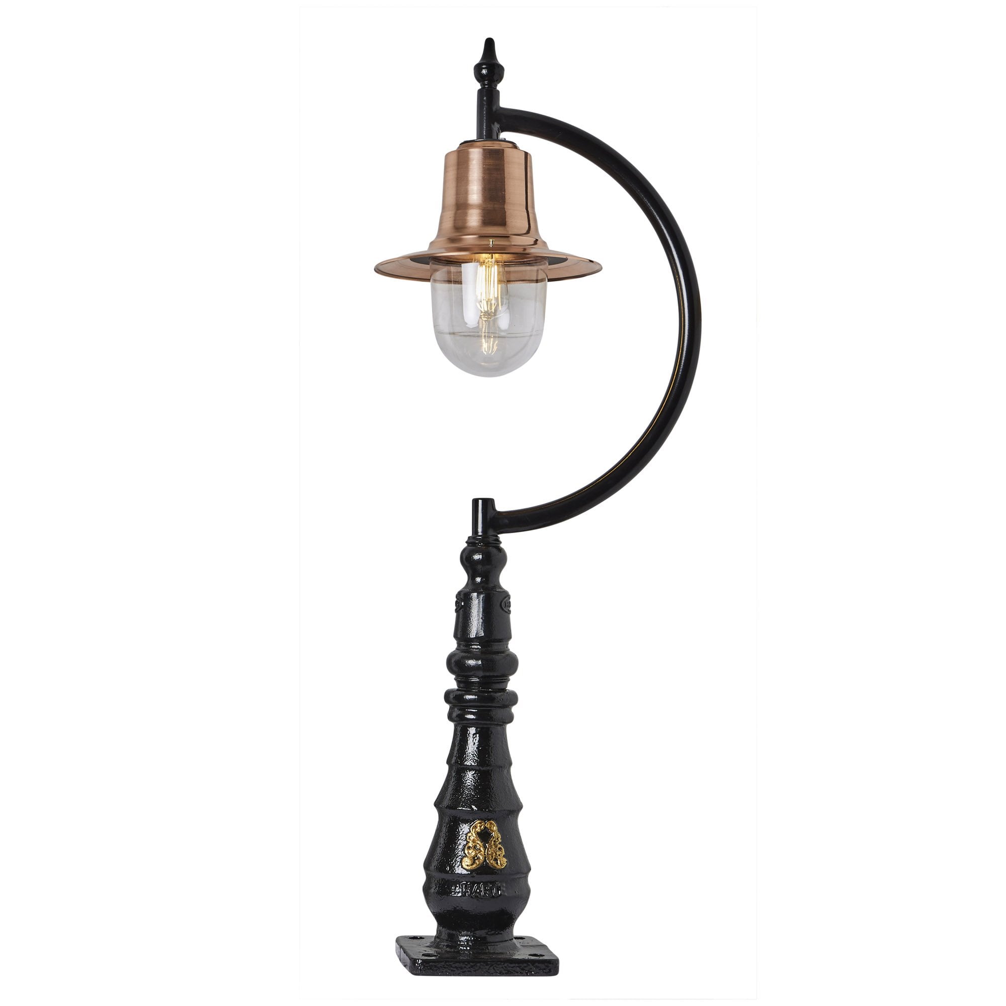 Harte Vintage Tear Drop 1.3m Pedestal Light - Cast Iron, Steel & Copper Head