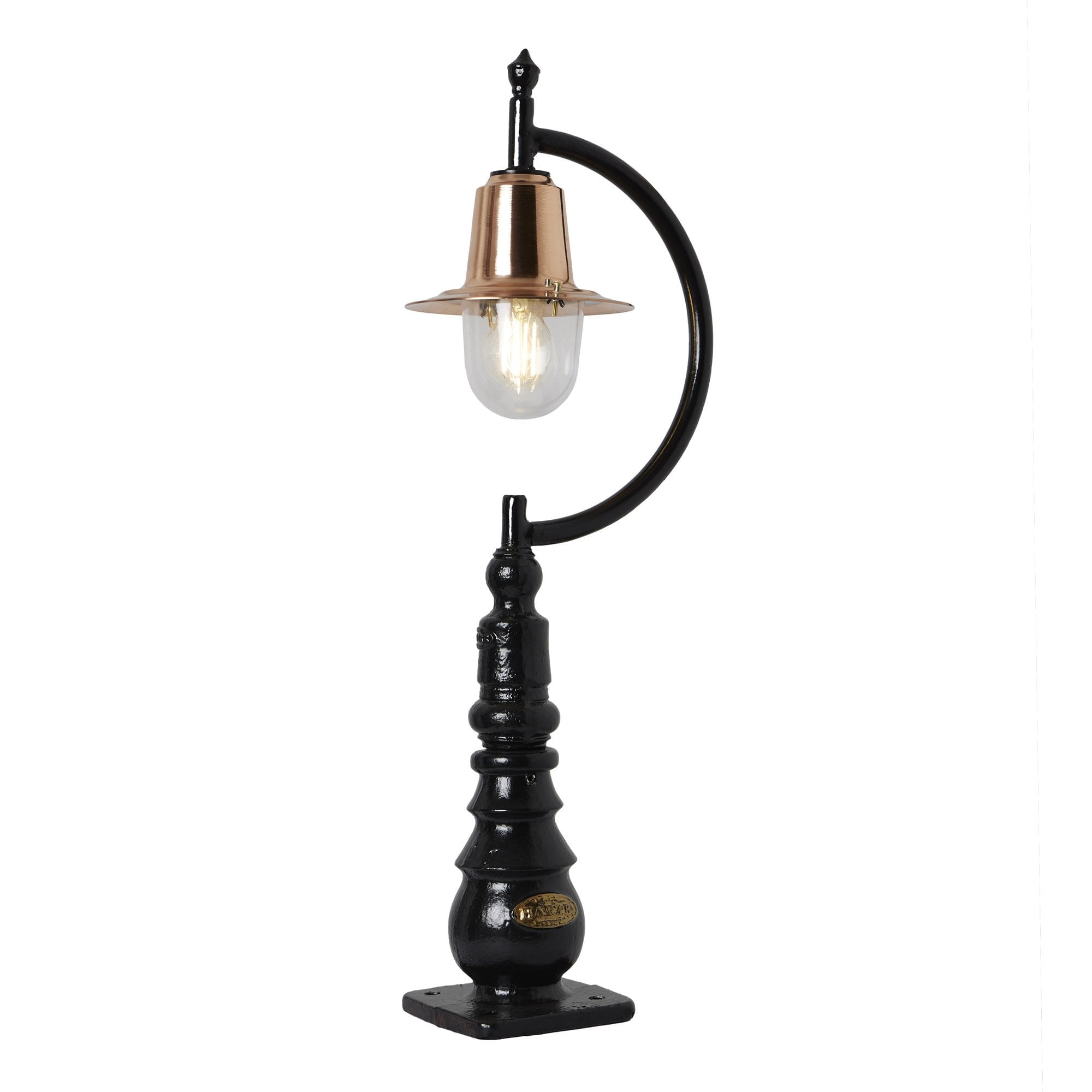 Harte Vintage Tear Drop 0.82m Pedestal Light - Cast Iron, Steel & Copper Head