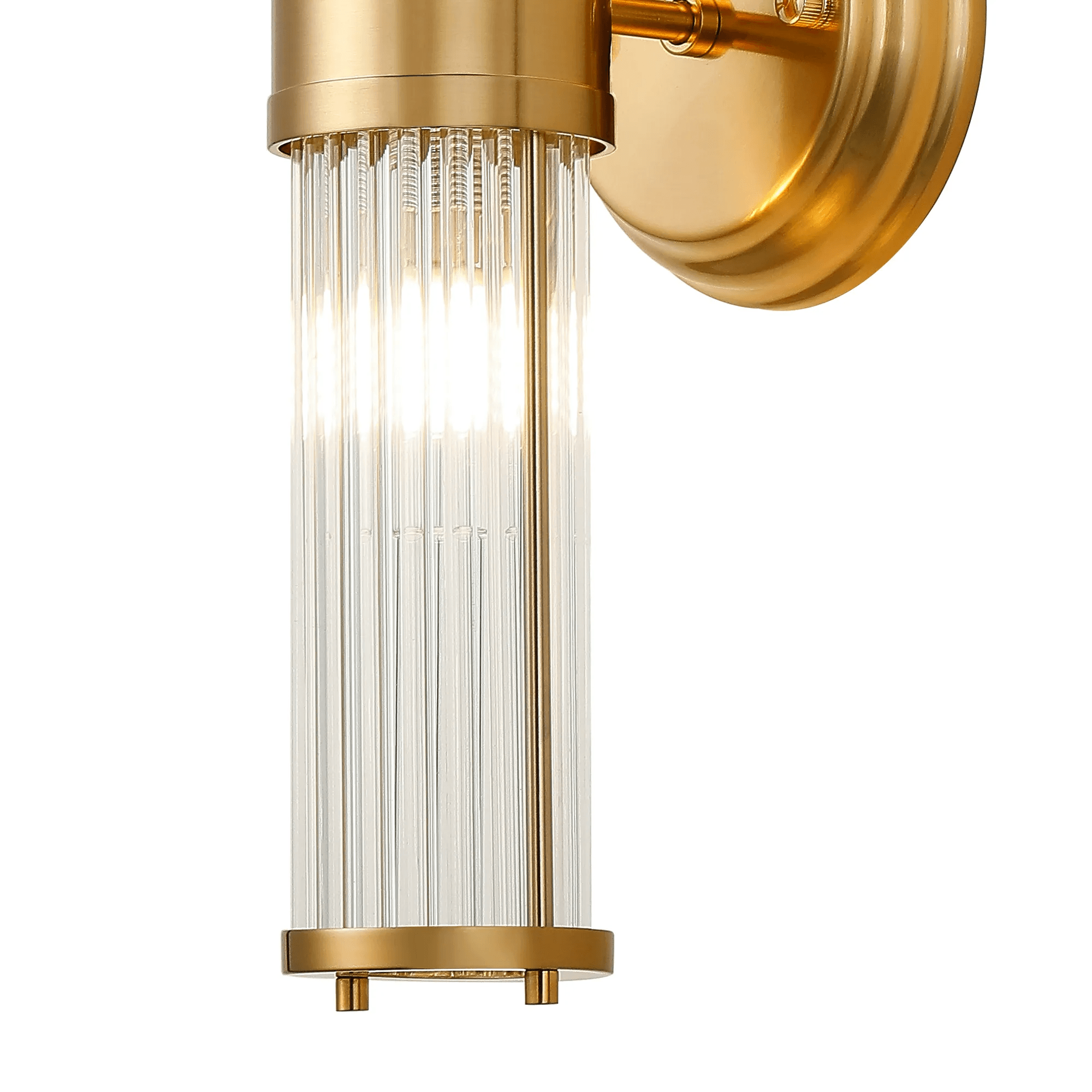 Fabula Wedgewood 2 Light Glass Rod Up & Down Light IP44 - Gold & Clear Glass