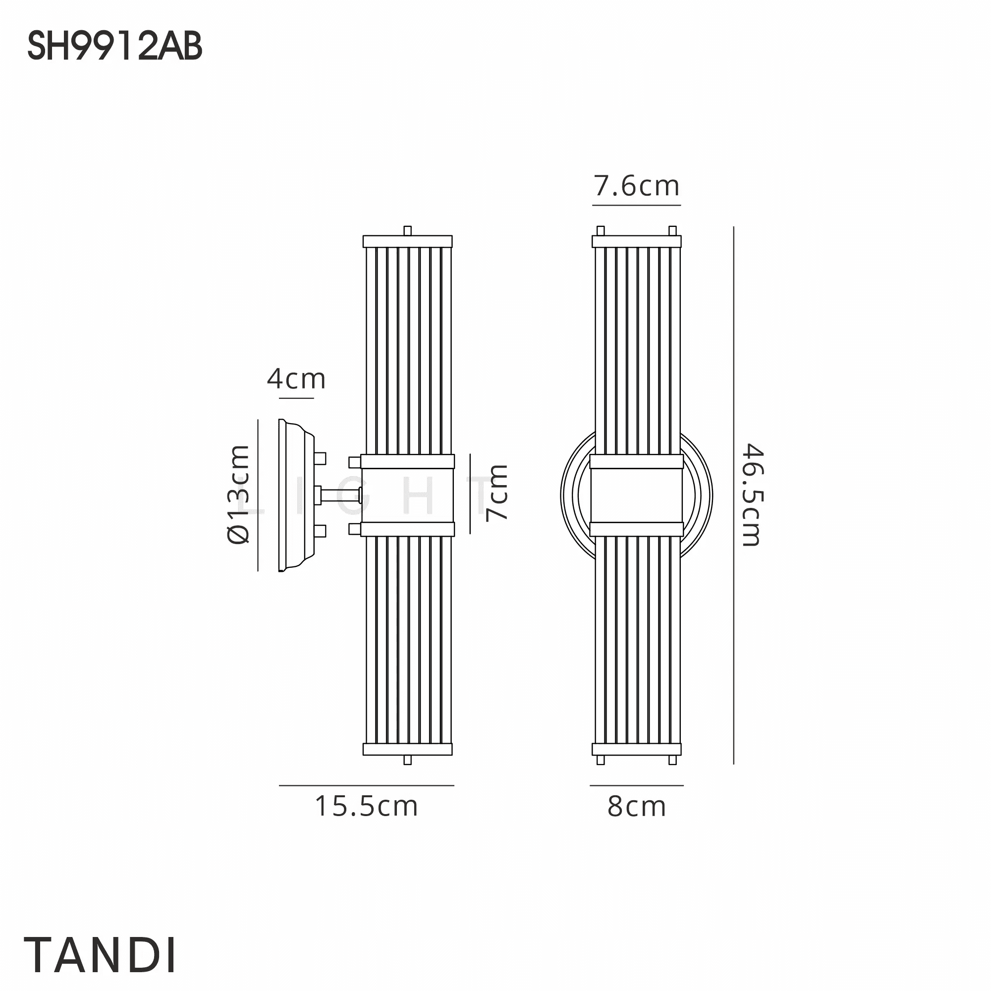 Fabula Wedgewood 2 Light Glass Rod Up & Down Light IP44 - Gold & Clear Glass