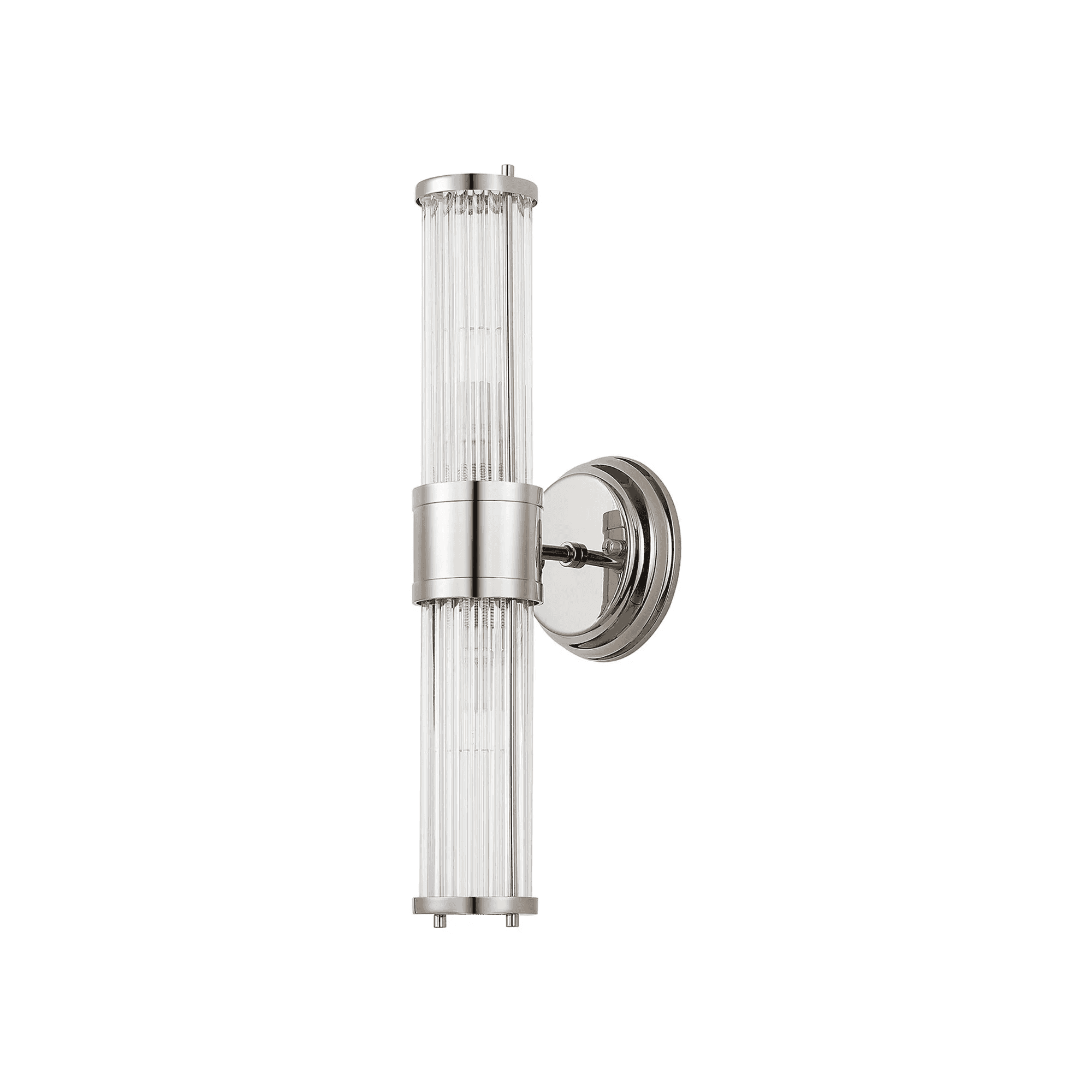 Fabula Wedgewood 2 Light Glass Rod Up & Down Light IP44 - Polished Nickel & Clear Glass