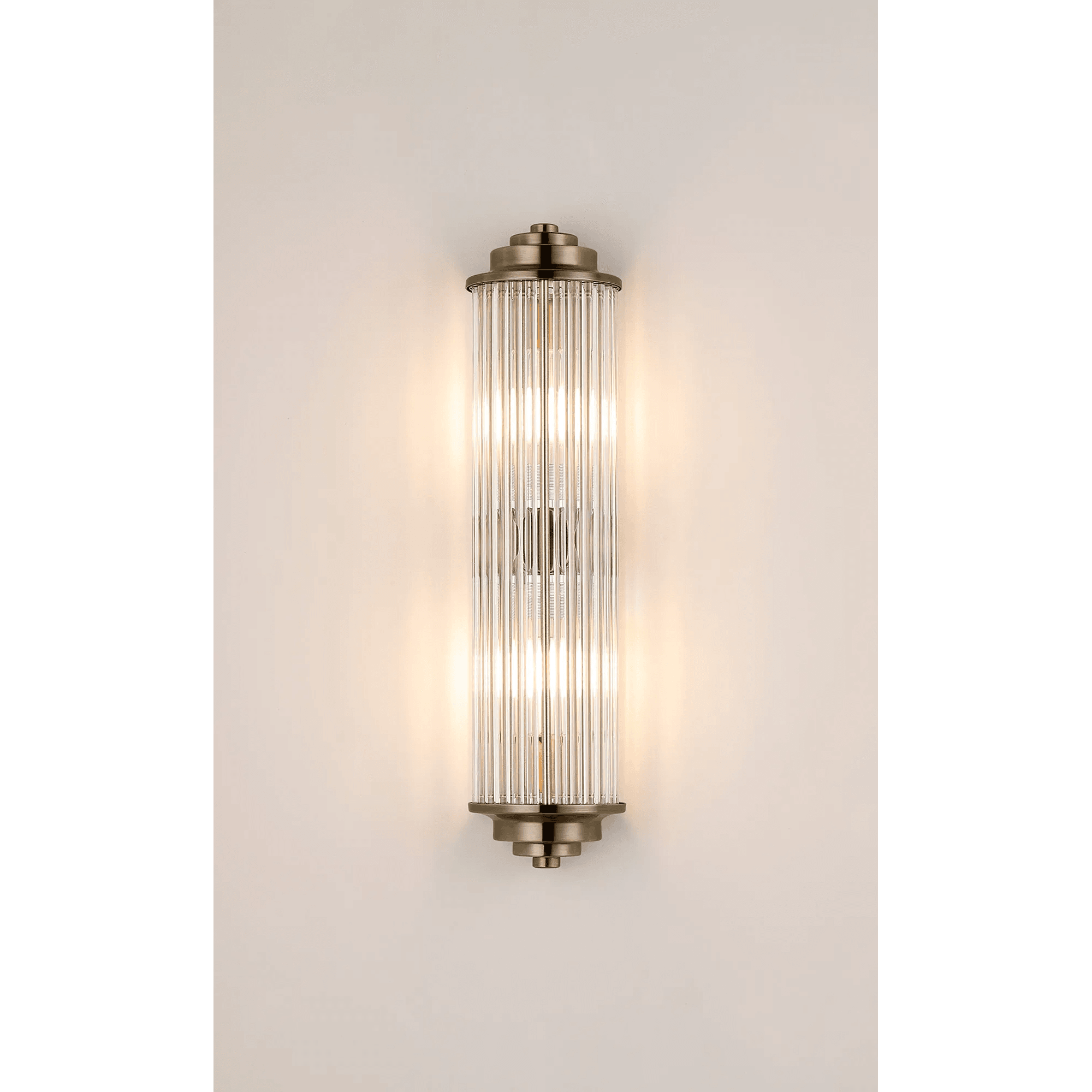 Fabula Wedgewood 2 Light Glass Rod Wall Light G9 IP44 - Antique Brass